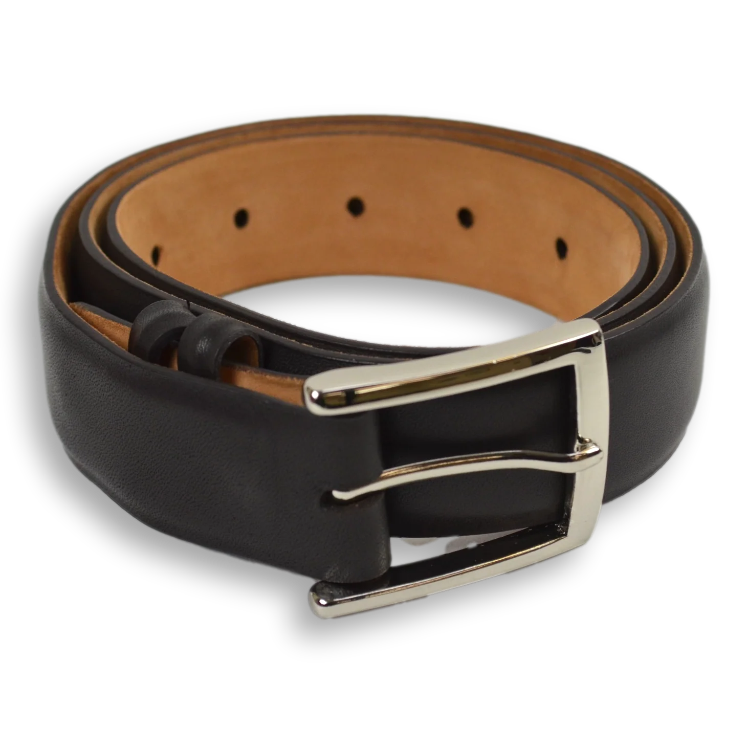 1 1/8" Semi-Matte Calfskin Belt with Brass Buckle