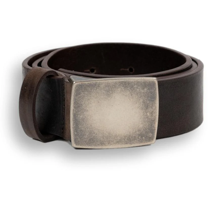 1 3/8" Vintage Calf Belt with Nickel Plaque Buckle