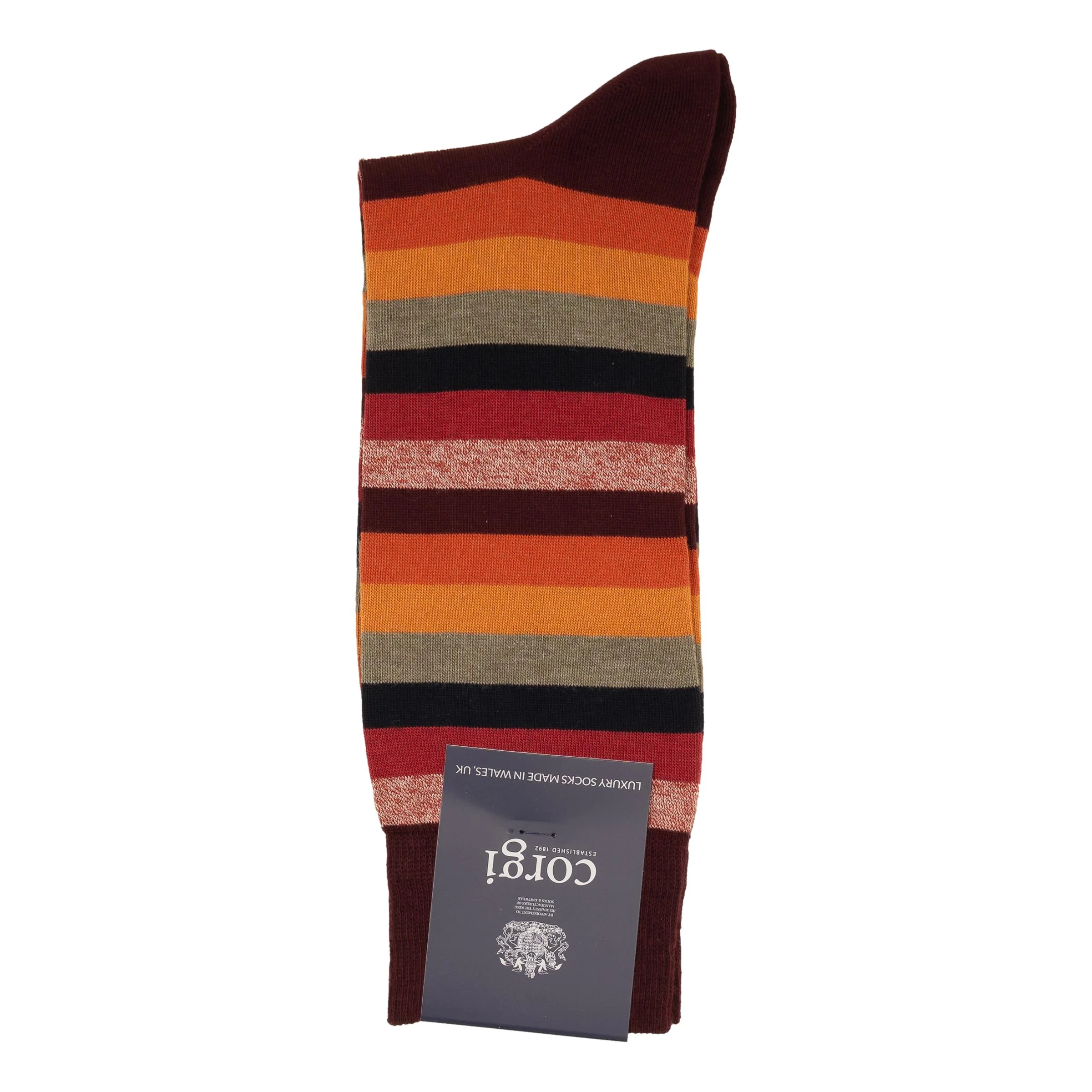 7 Color Stripe Cotton Mid-Calf Dress Sock