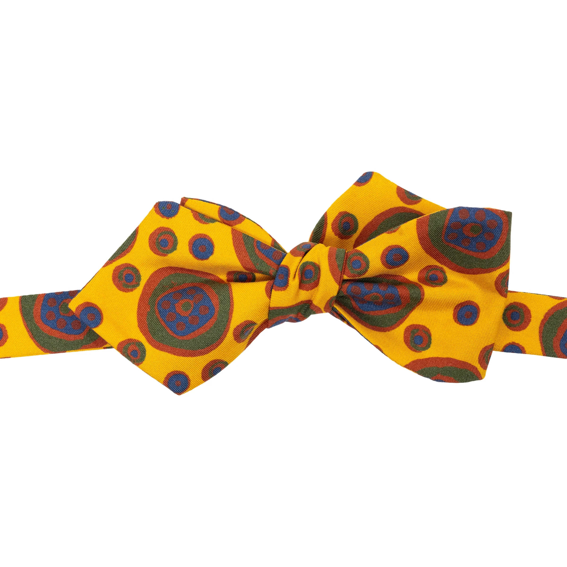 Abstract Circle Print Silk Pointed End Bow Tie - Image 4