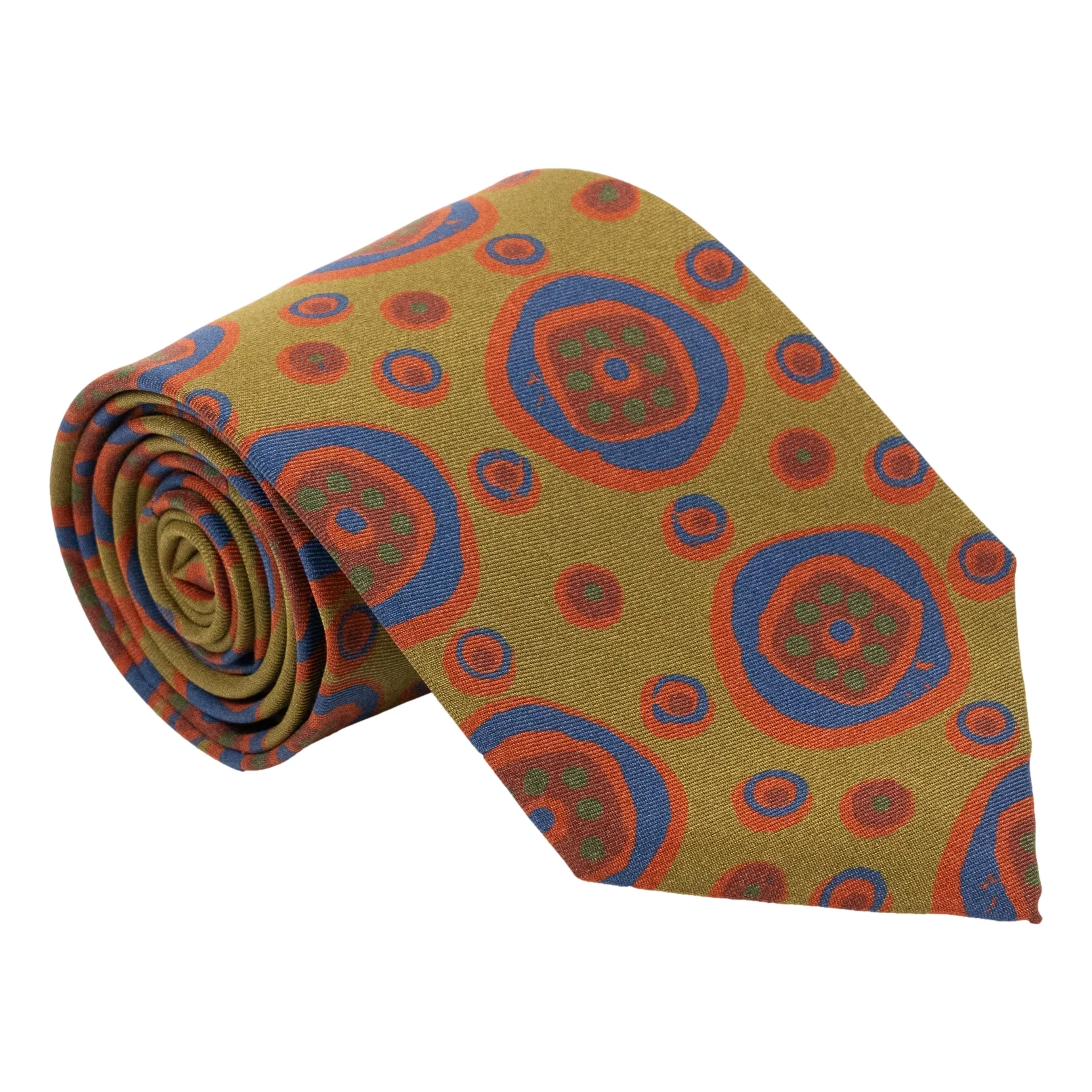 Abstract Circle Print Silk Tie - Image 3
