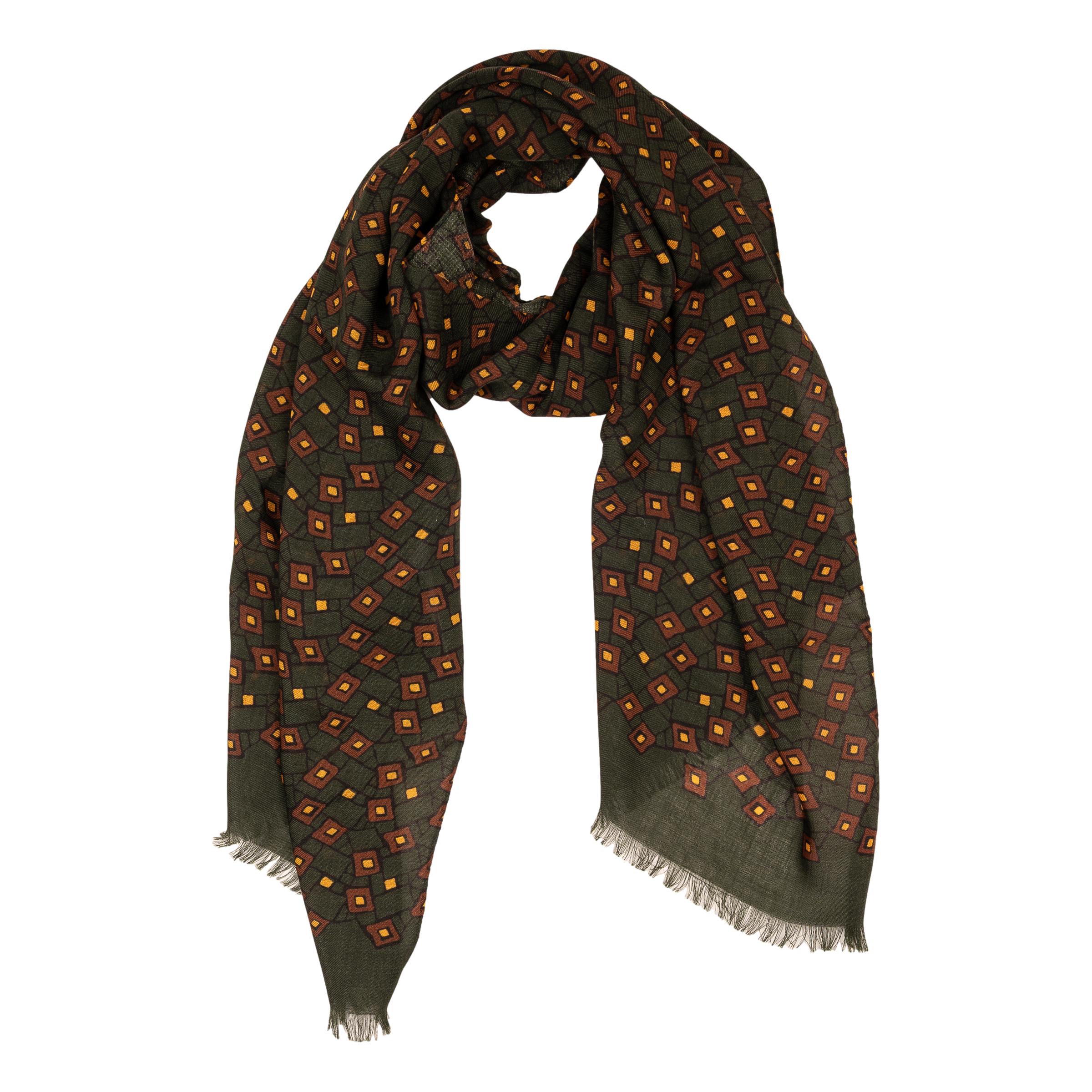 Abstract Diamond Pattern Wool Scarf