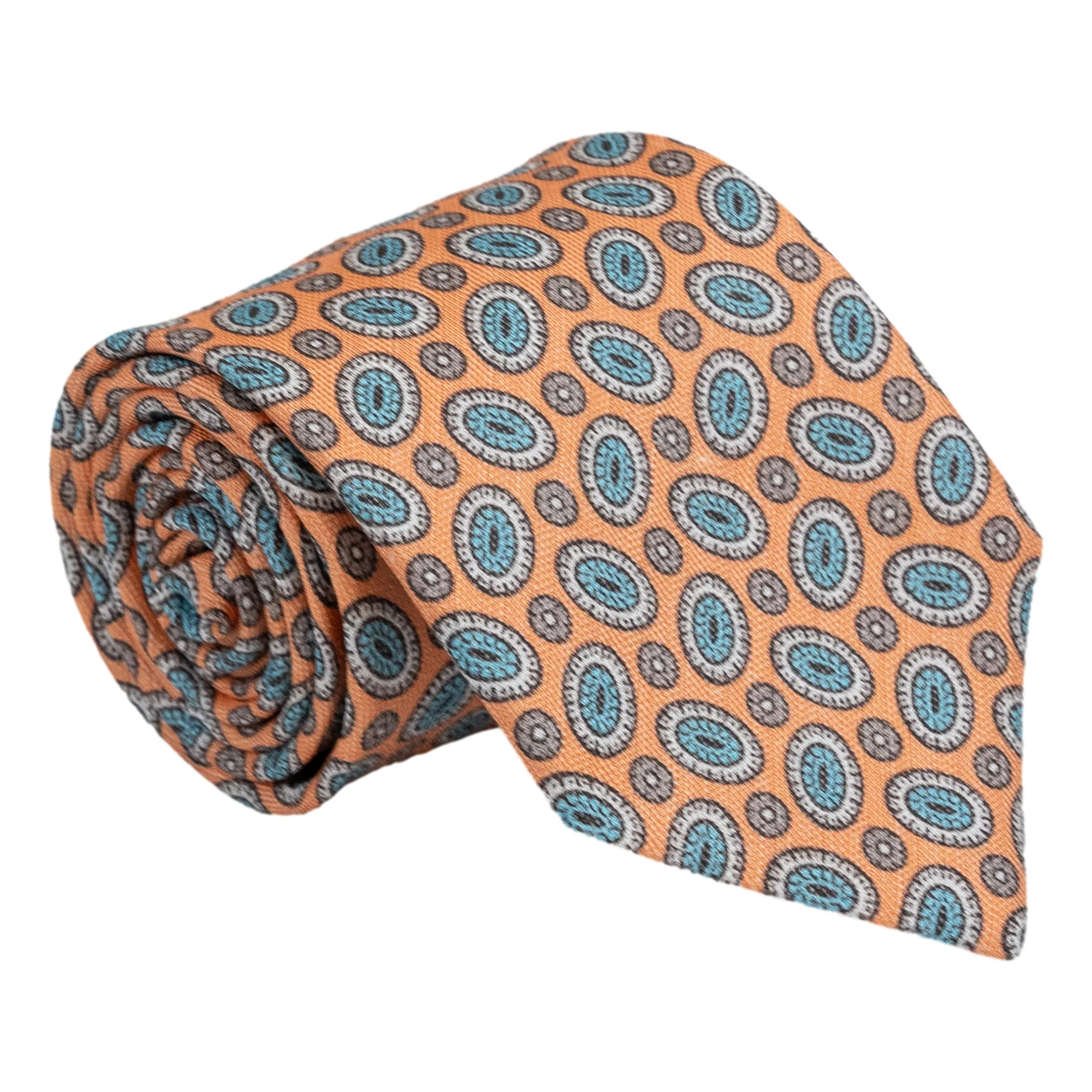 Abstract Oval Shield Motif Silk Tie - Image 4