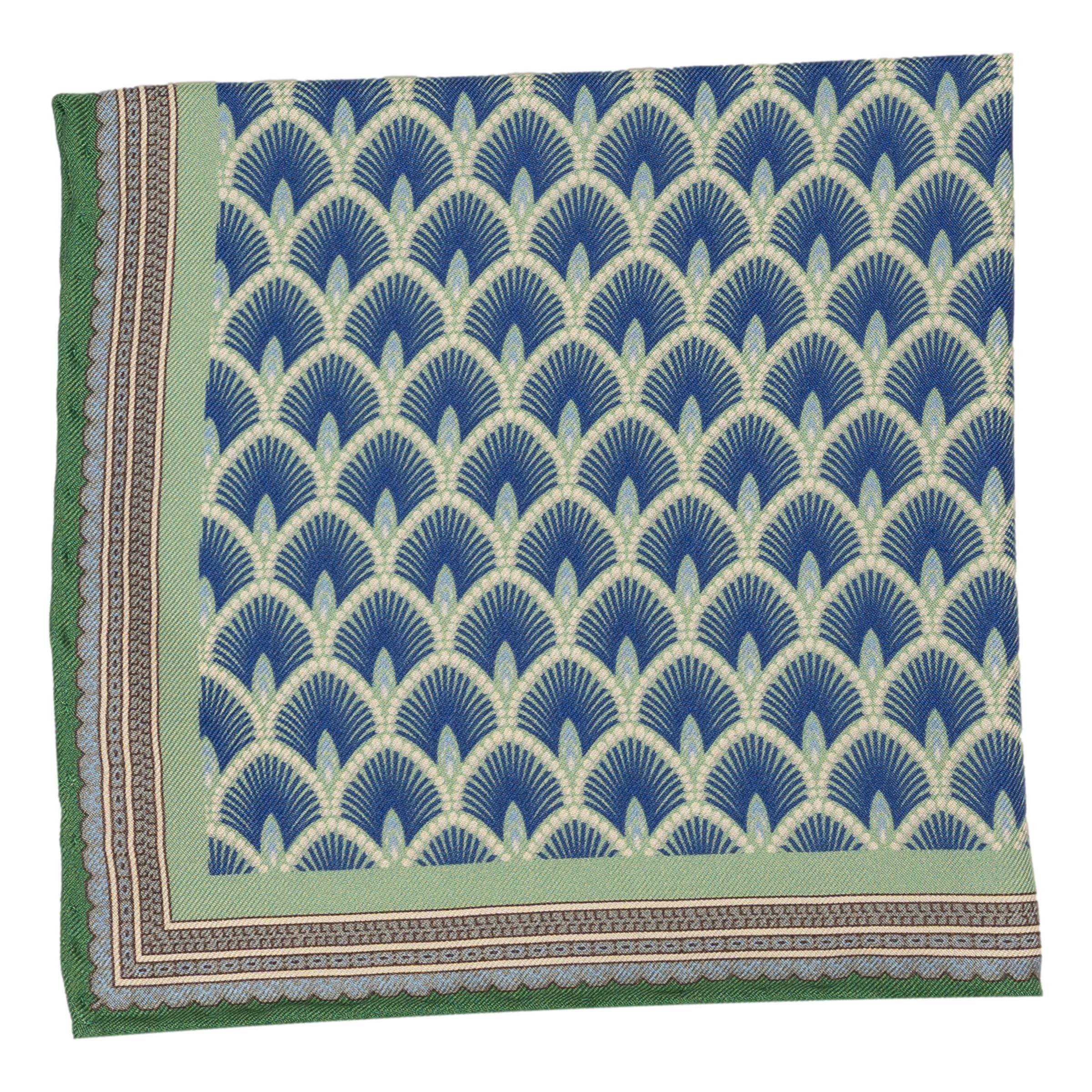 Abstract Peacock Patterned Silk Pocket Square