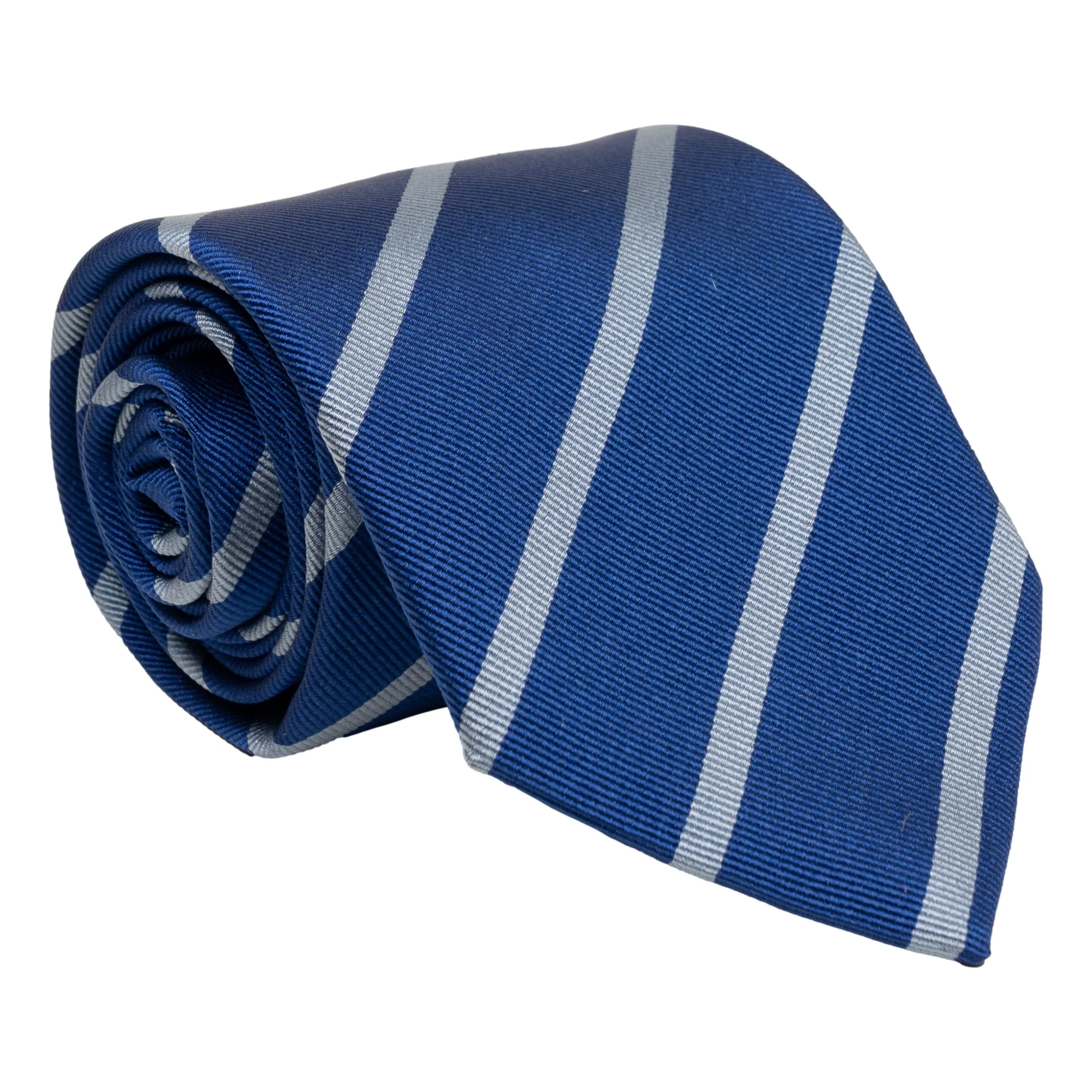 Andover Blue Repp Stripe Silk Tie - Image 6