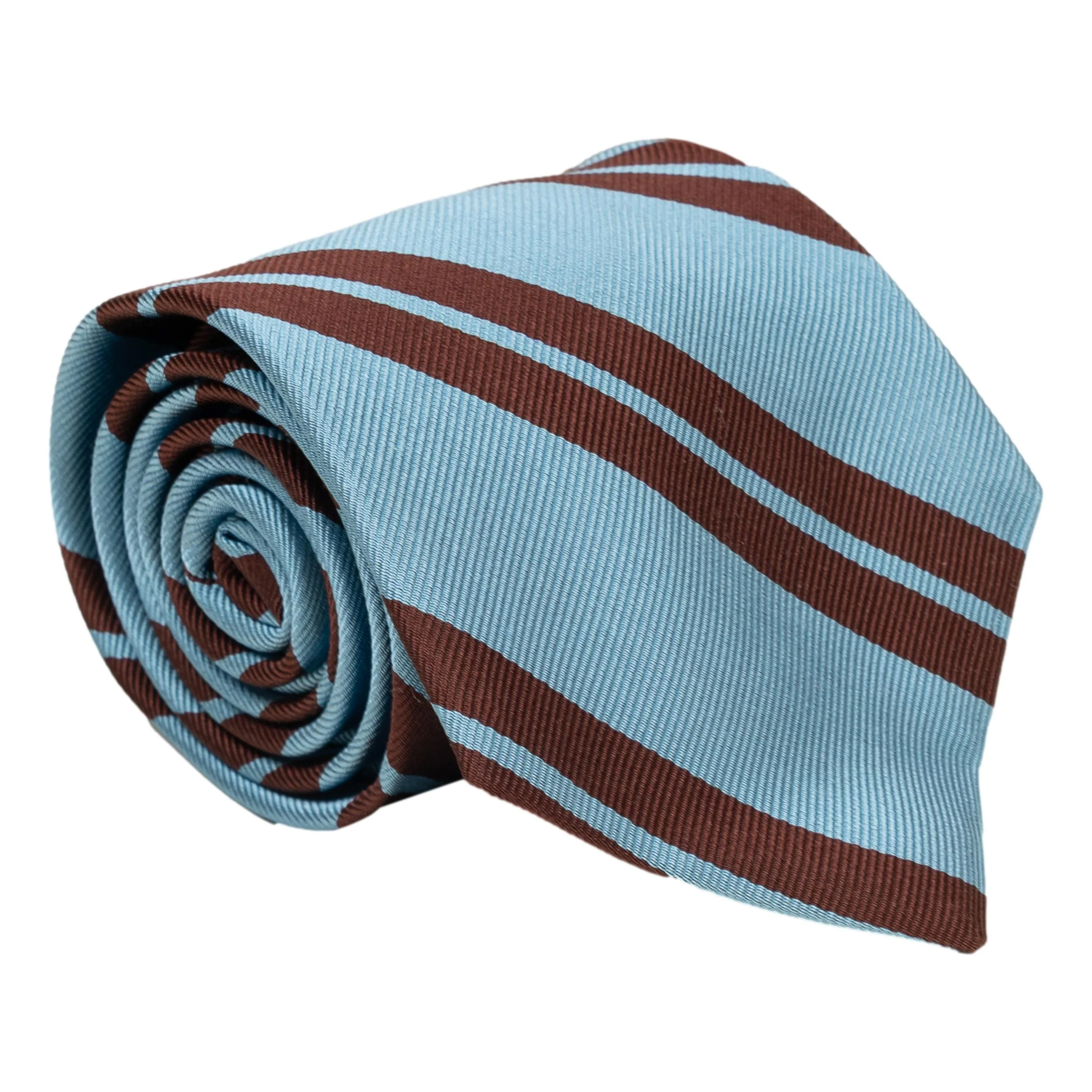 Aqua with Double Brown Stripe Silk Tie