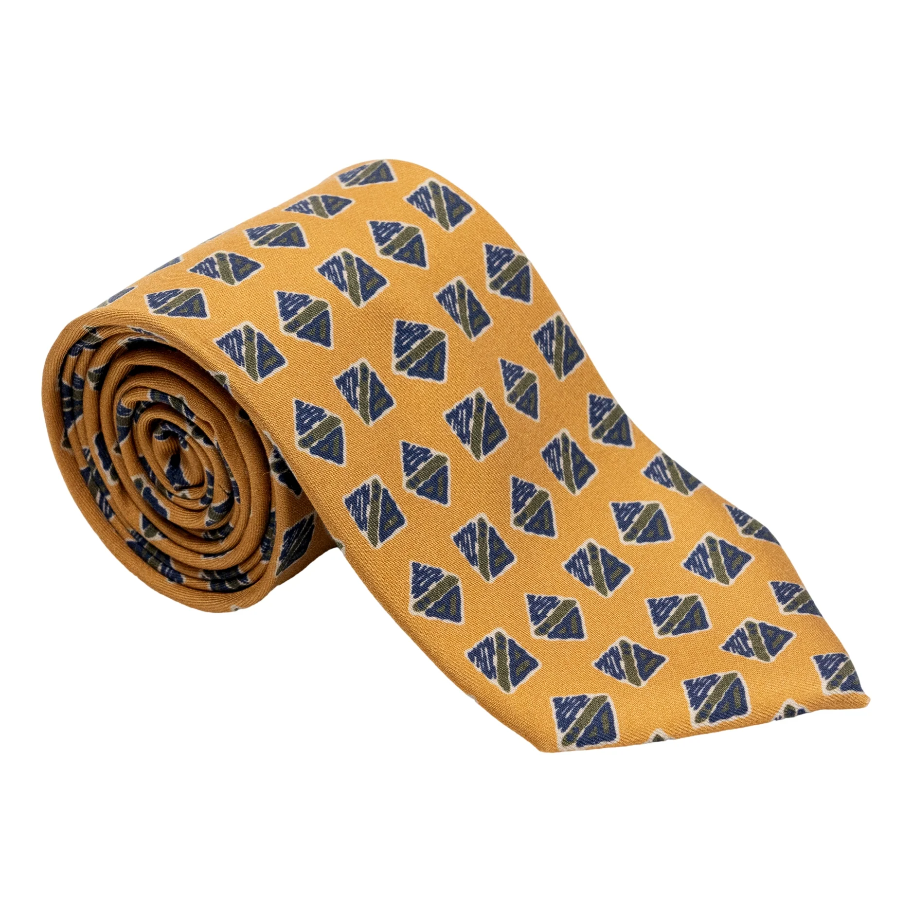 Artistic Square and Diamond Motif Silk Tie - Image 3
