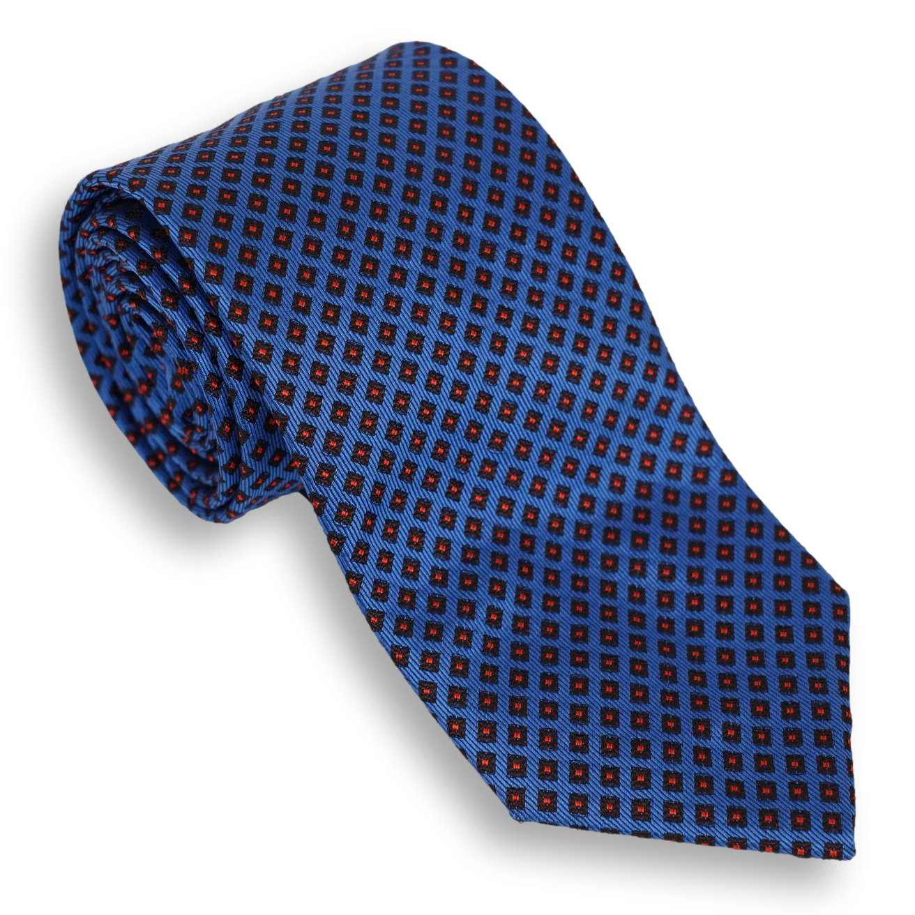 Atlantic Blue with Diamond Motif Silk Tie