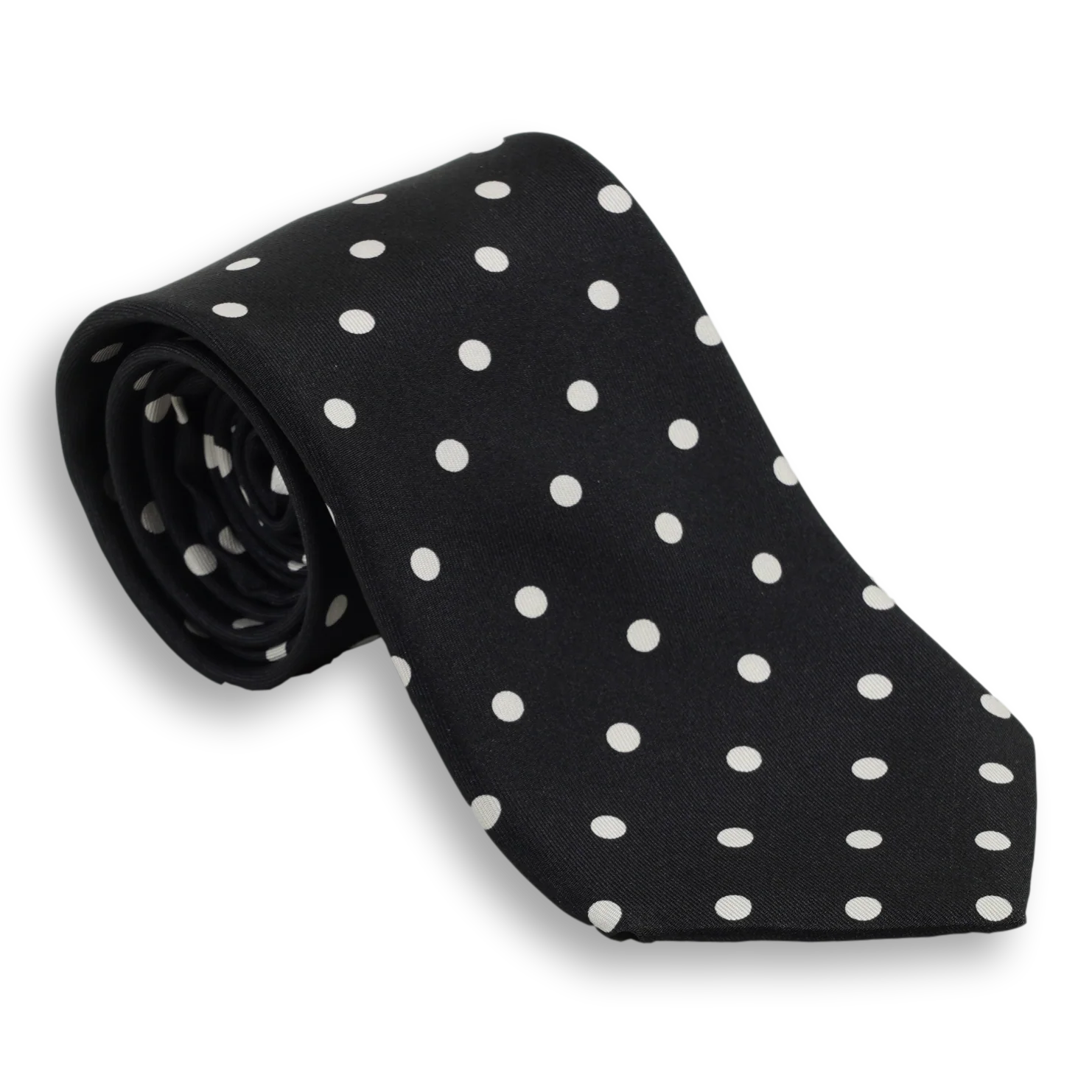 Black and White Polka Dot Silk Tie