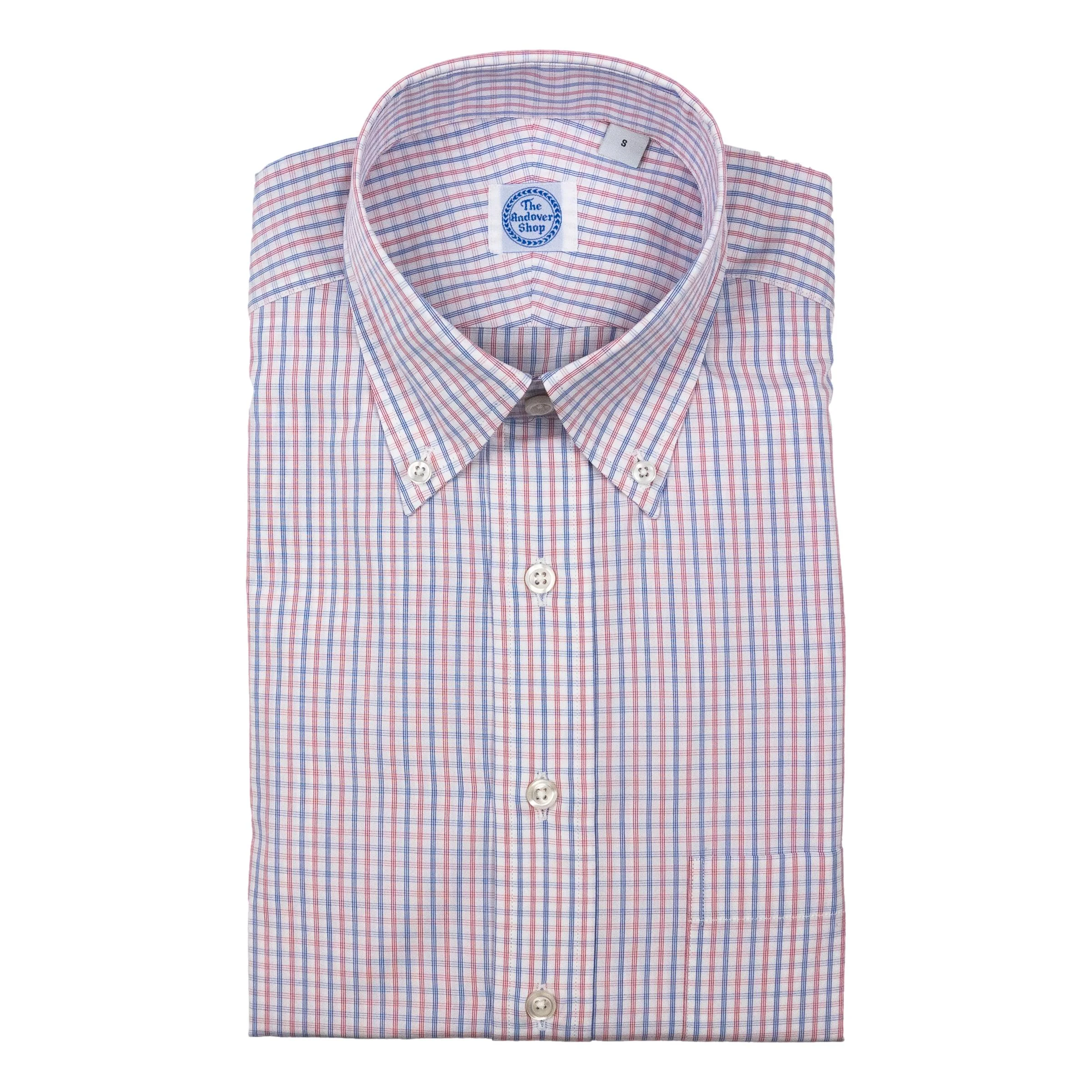 Blue and Red Pencil Tattersall Button Down Sport Shirt