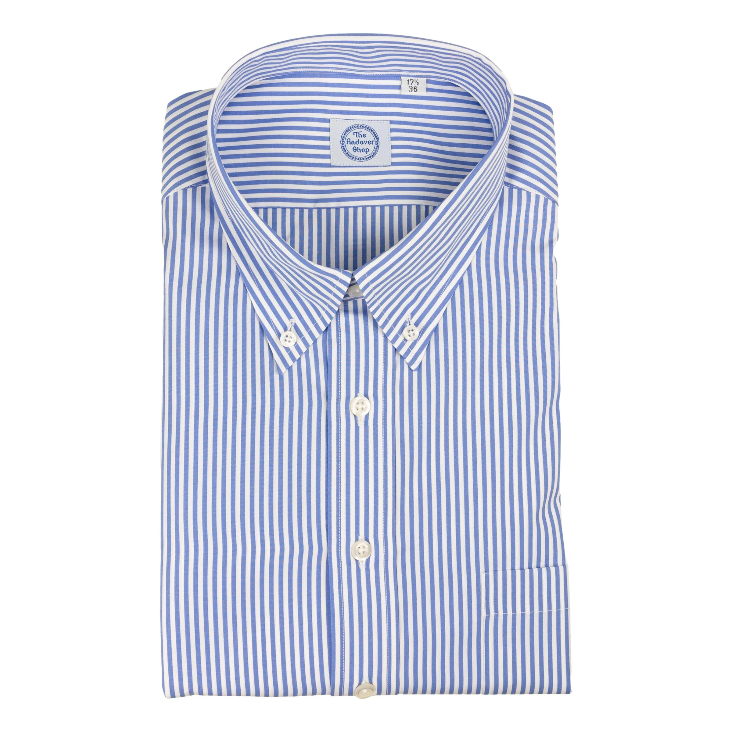 Blue Banker Stripe Button Down Dress Shirt