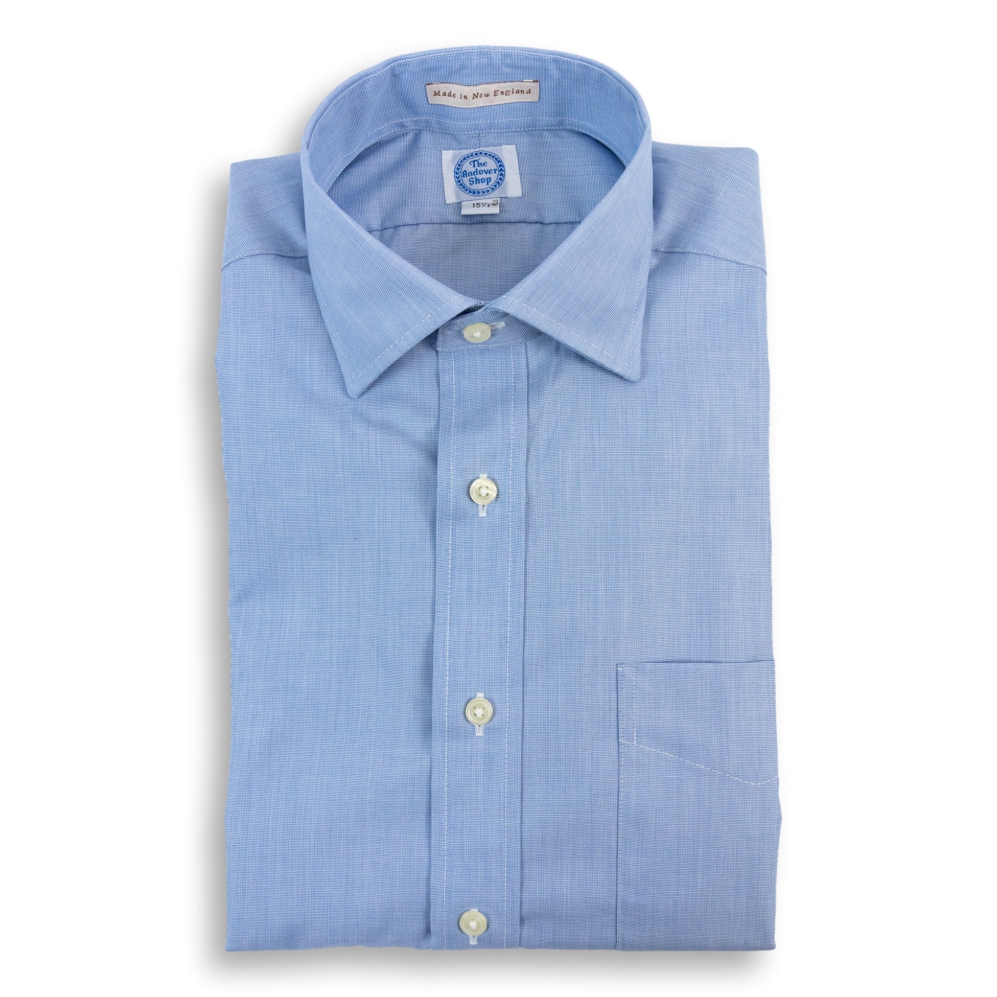 Blue End-on-End Spread Collar Dress Shirt
