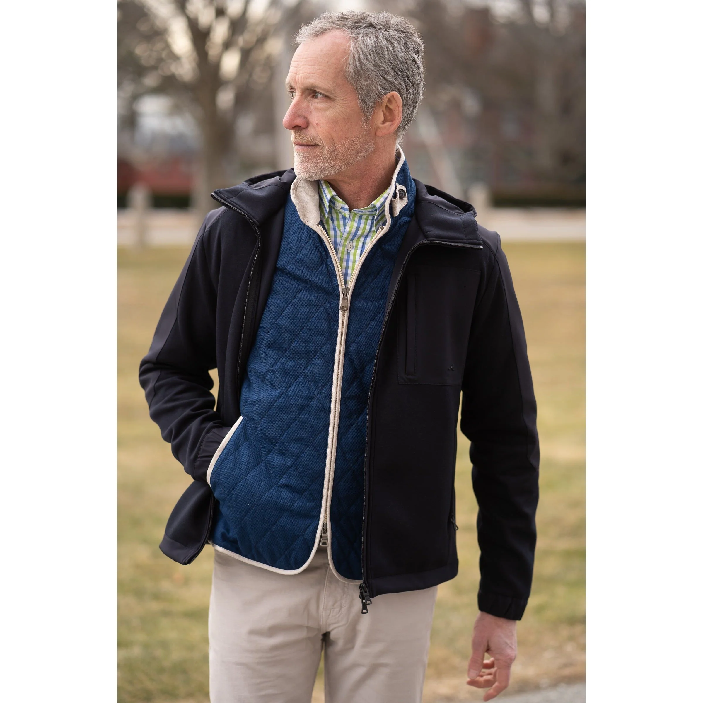 Blue Garment Dyed Linen Waterville Vest - Image 2