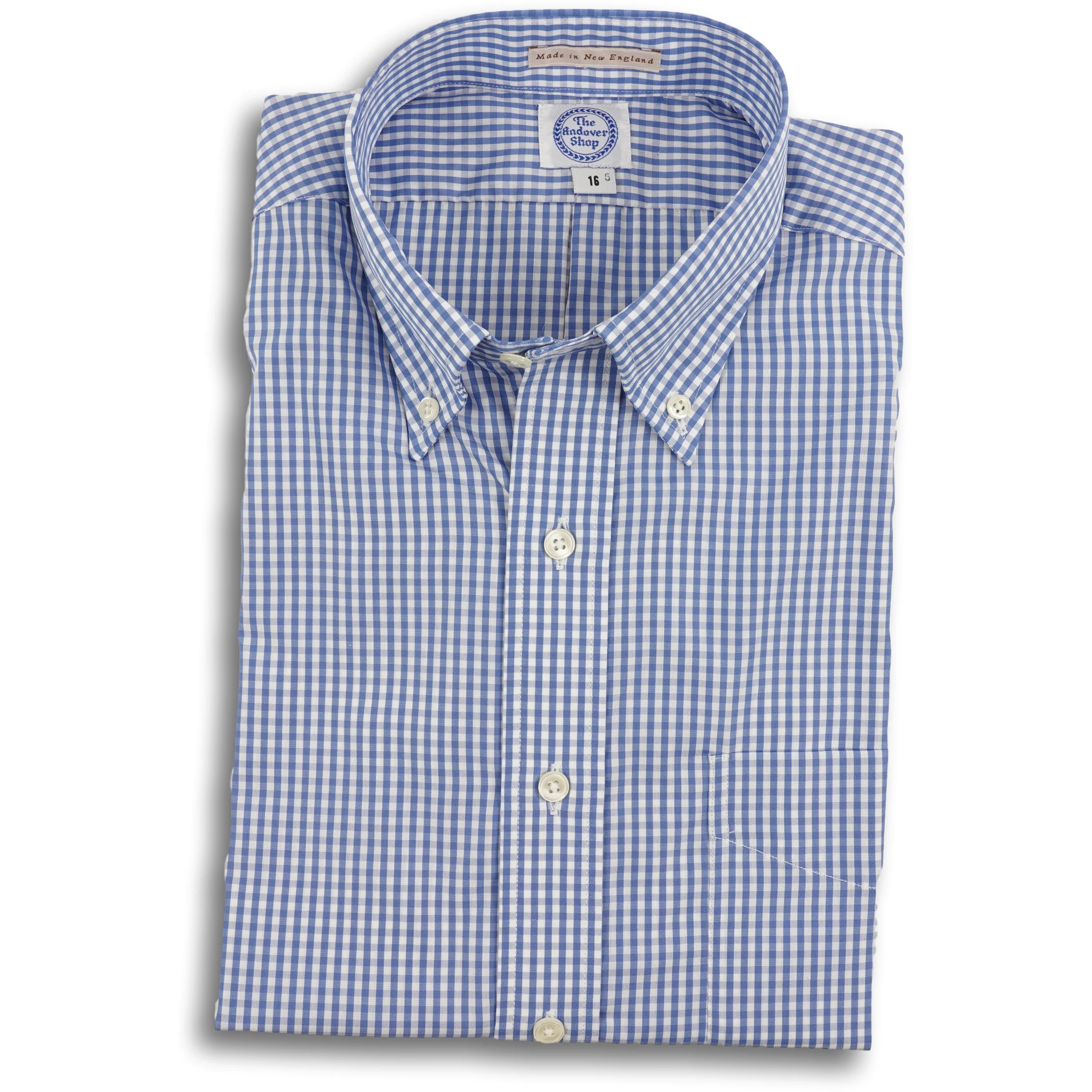 Blue Gingham Check Button Down Shirt