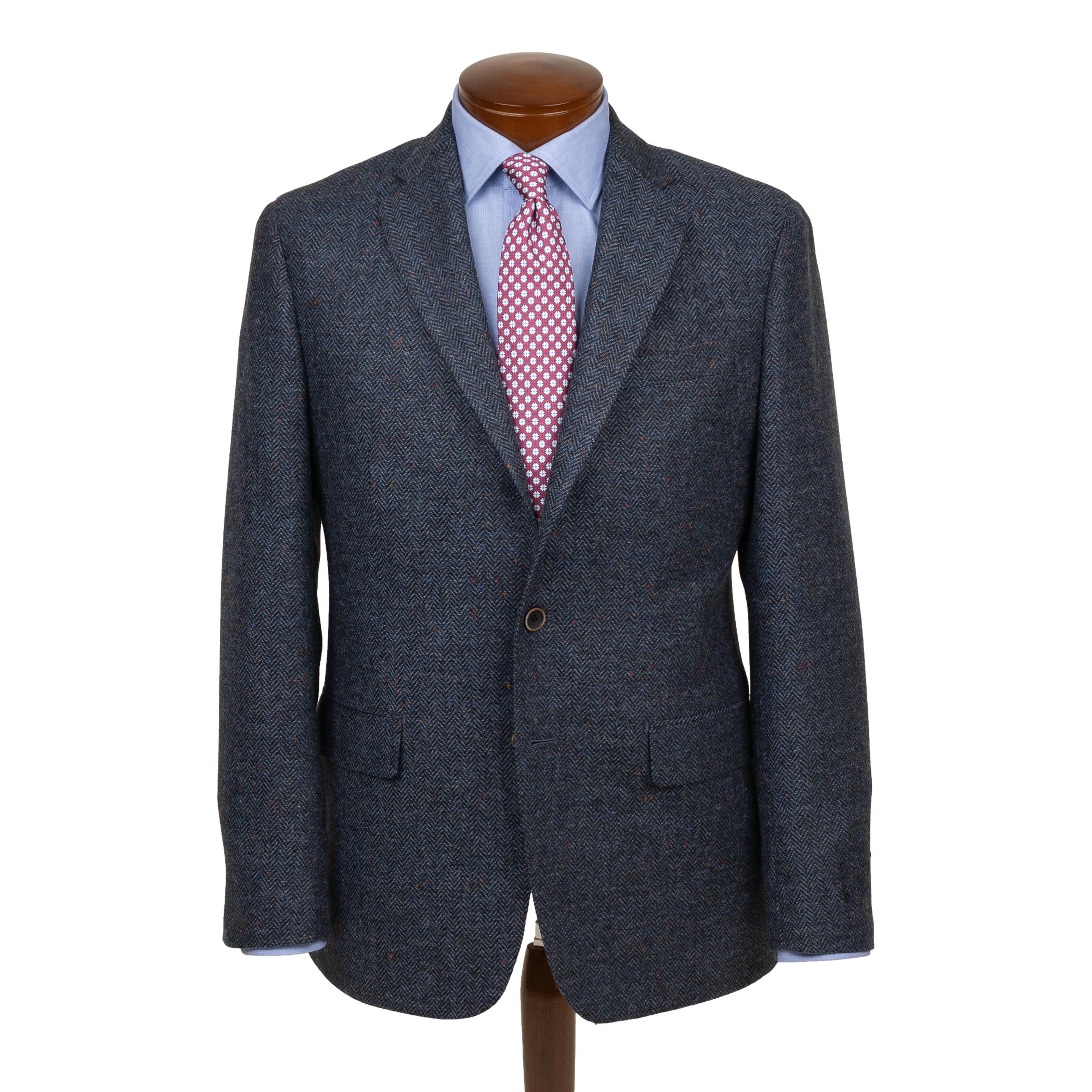Blue Herringbone Fleck Wool Sport Coat