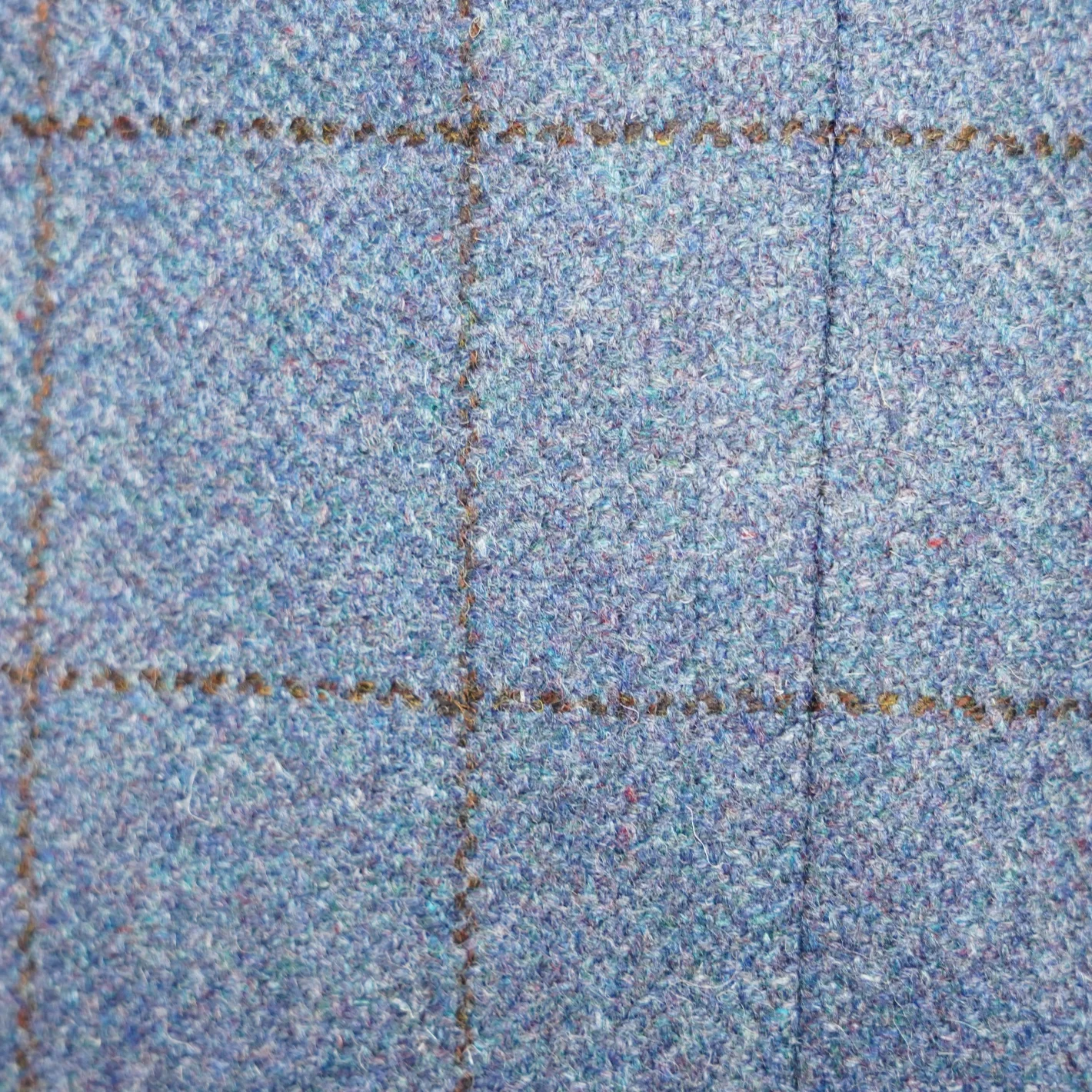 Blue with Brown Windowpane Wool and Cashmere Blend Sport Coat - Image 2
