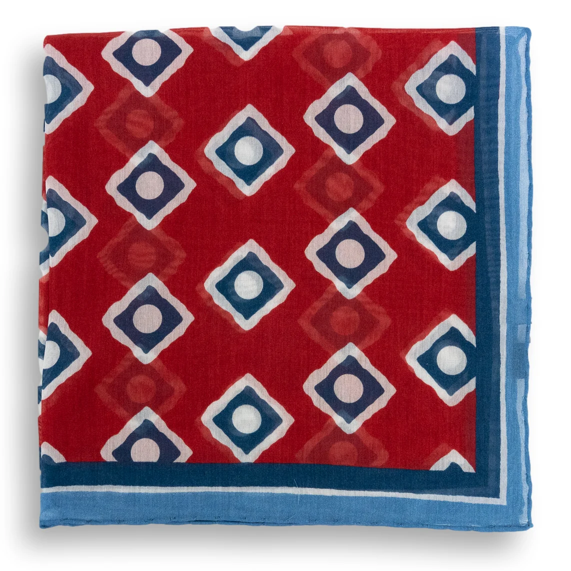 Bordered Square and Dot Cotton and Linen Pocket Square - Image 2