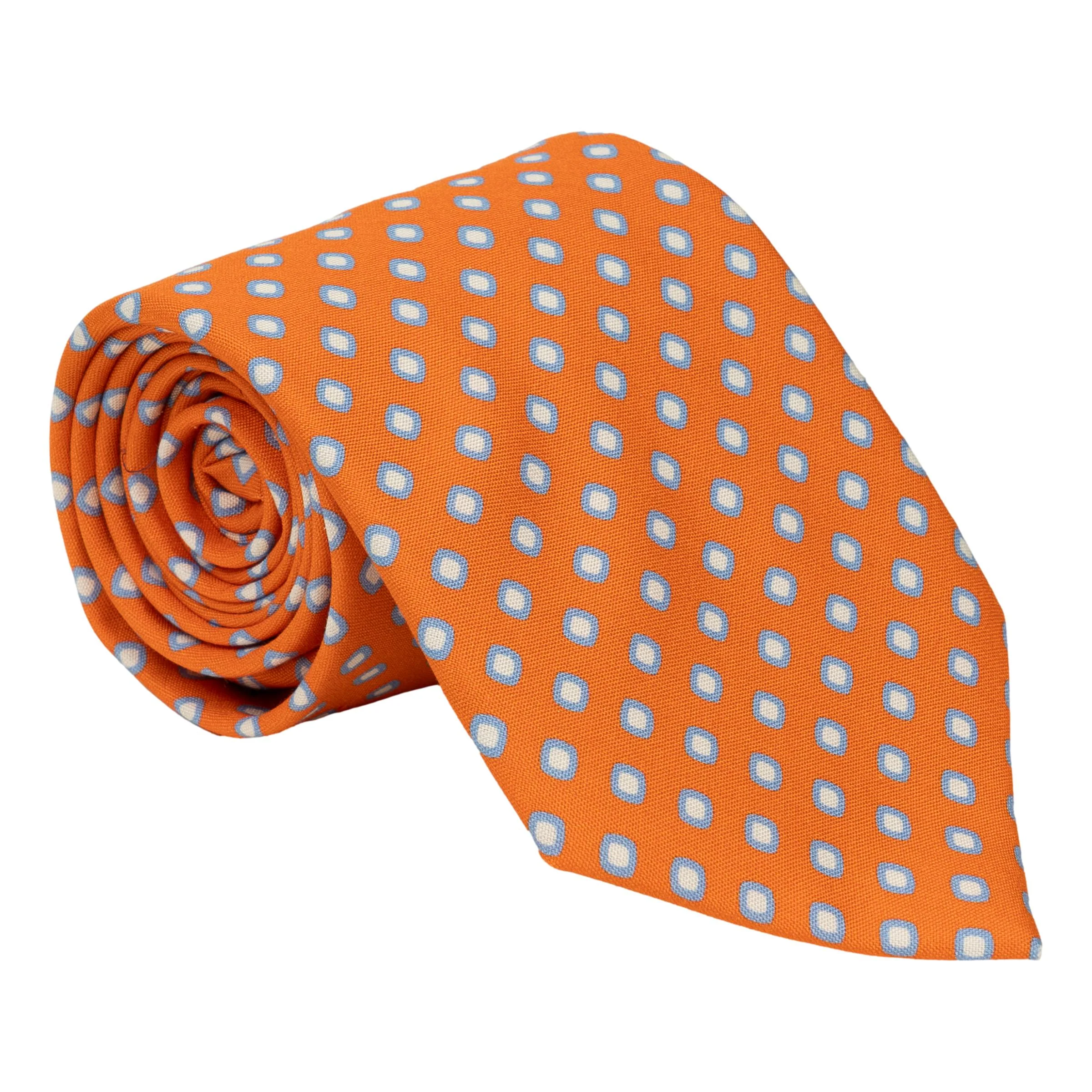 Bordered White Diamond Print Silk Tie