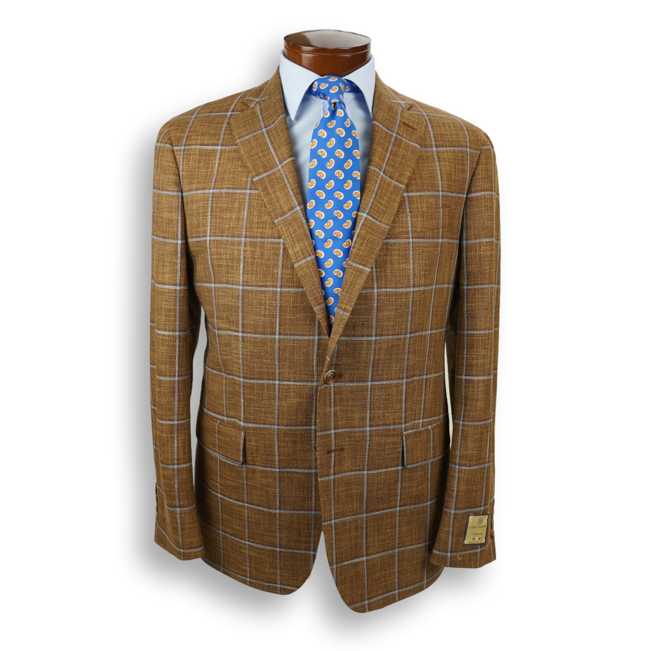 Brown with Light Blue Windowpane Carlo Barbera Sport Coat