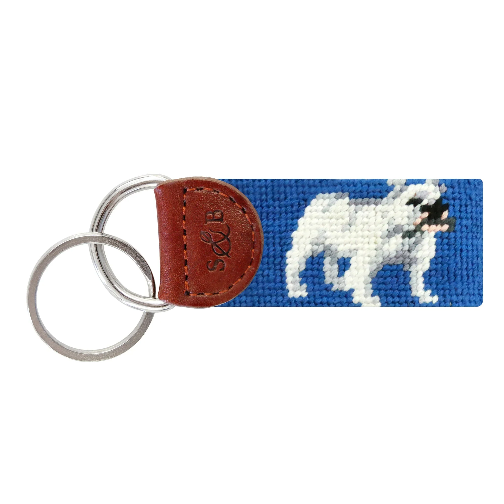 Bulldog Needlepoint Key Fob