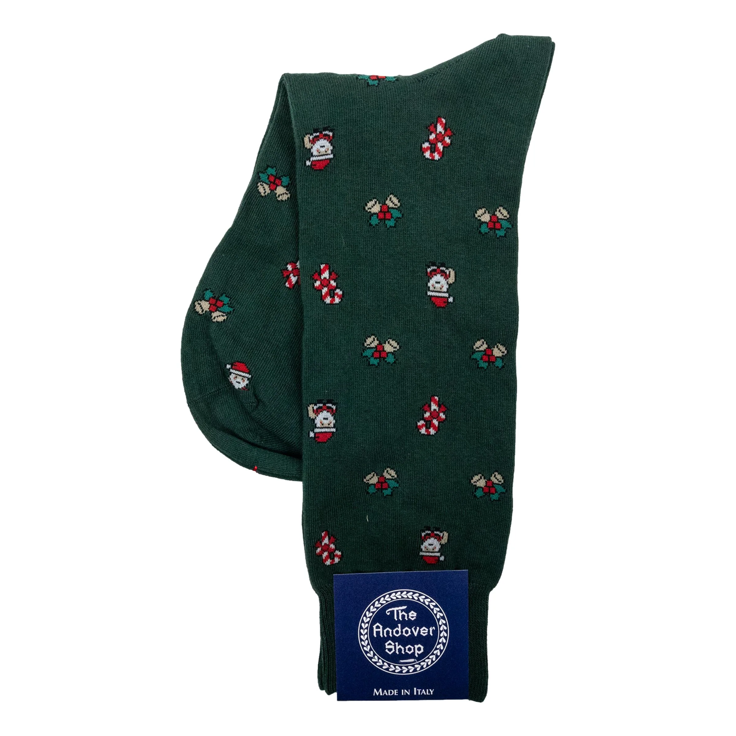 Candy Cane, Santa, and Holly Bells Motif Socks - Image 3