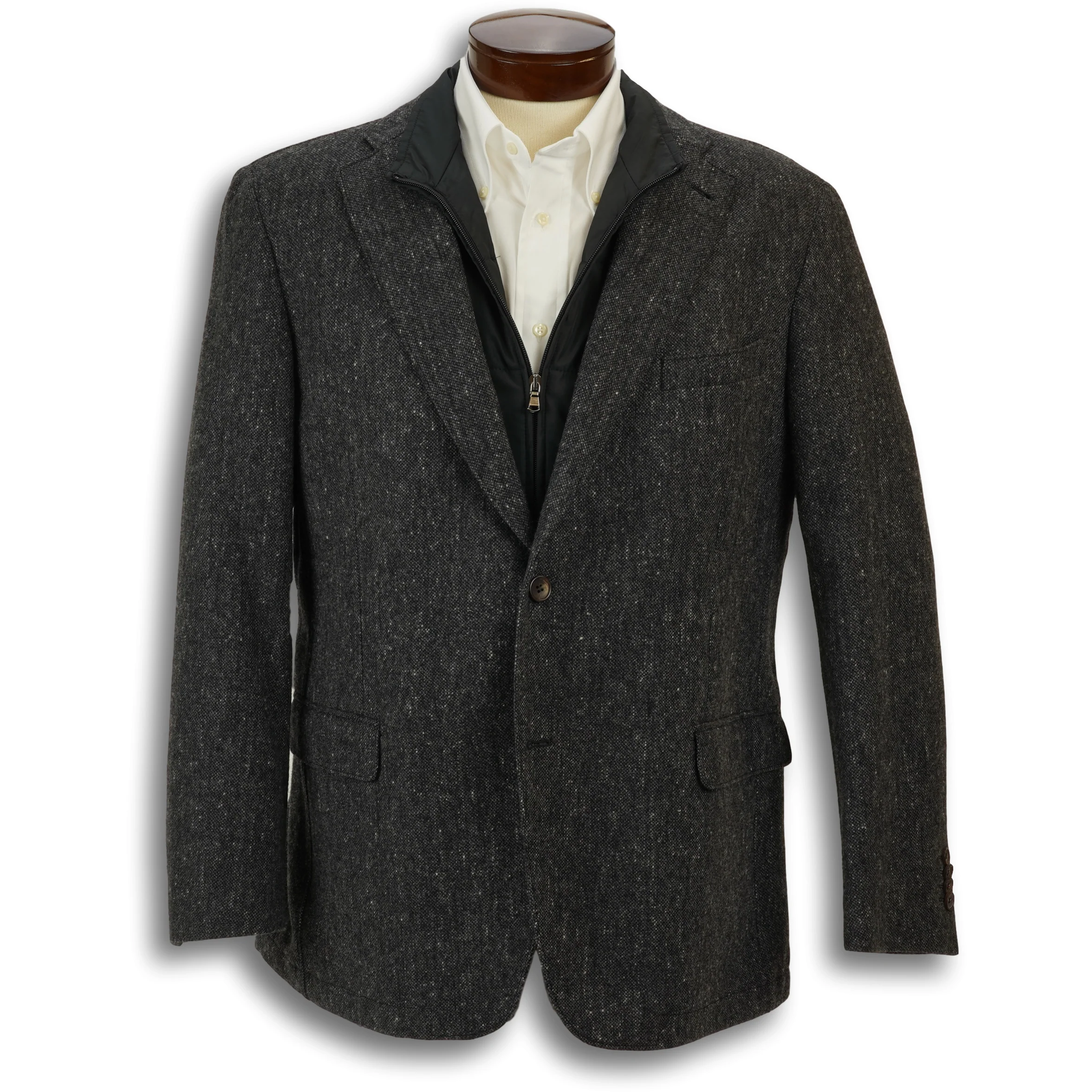 Charcoal 100% Virgin Italian Wool Zip-In Liner Sport Coat