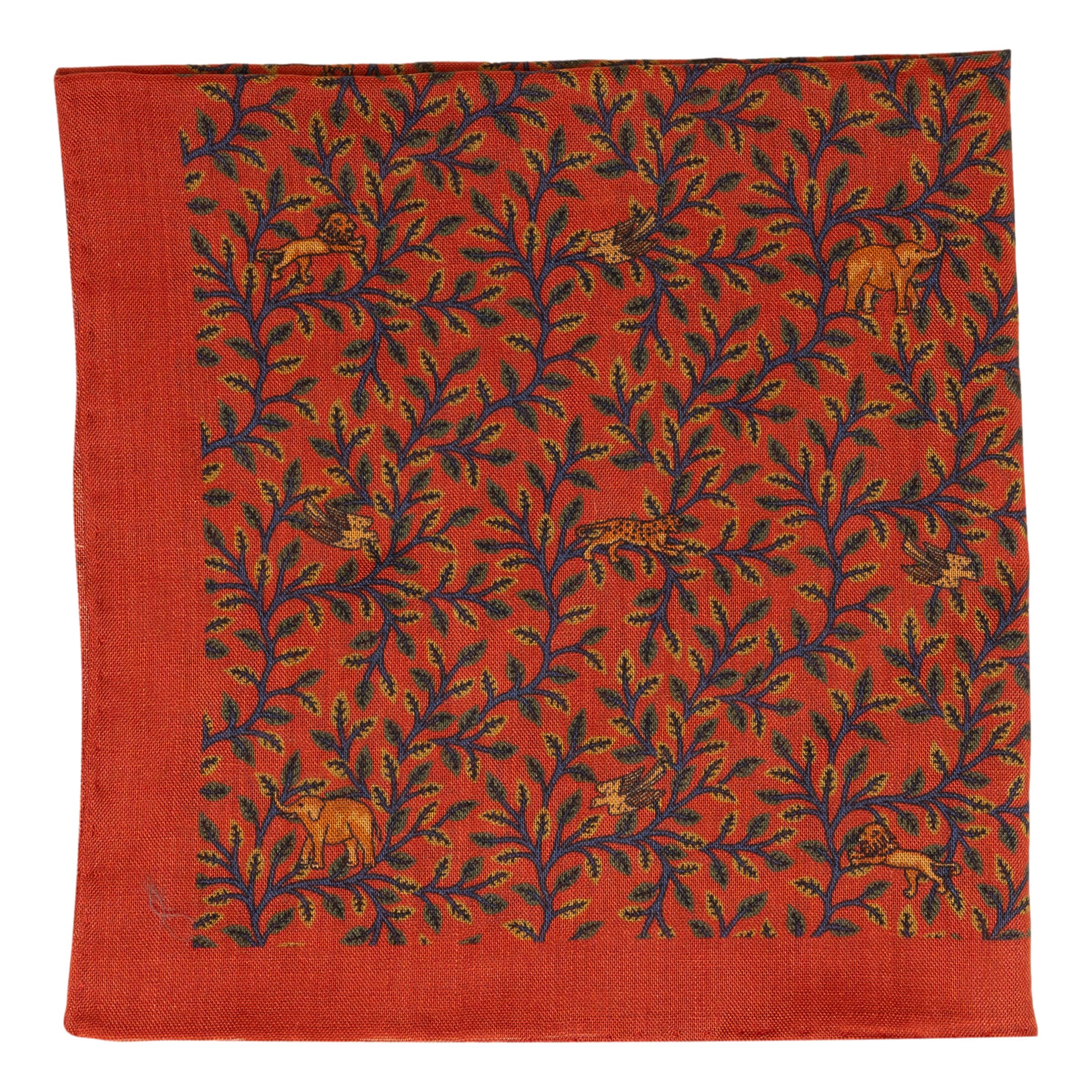 Cheetah and Rhino Wool and Silk Pocket Square