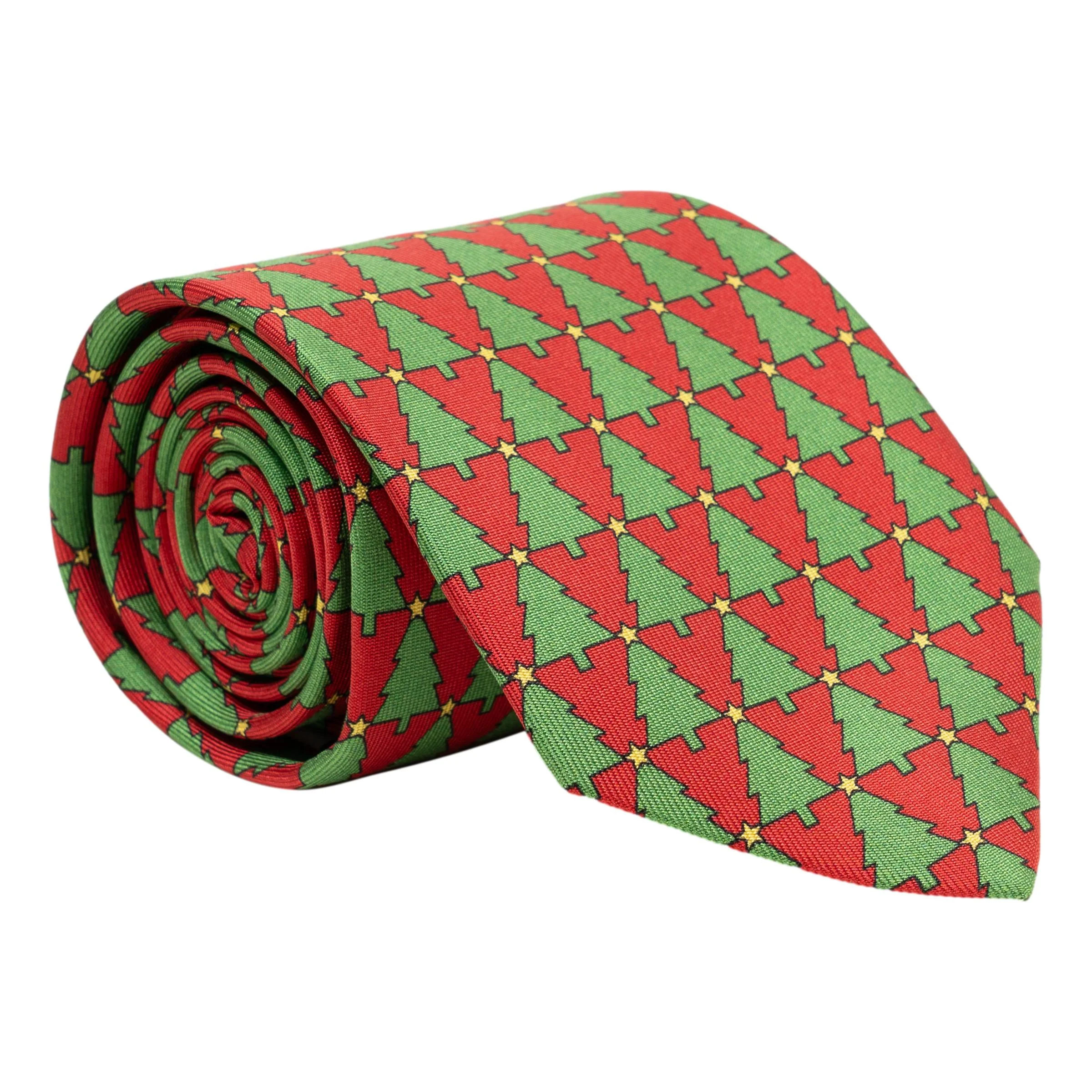Christmas Tree Silk Print Tie