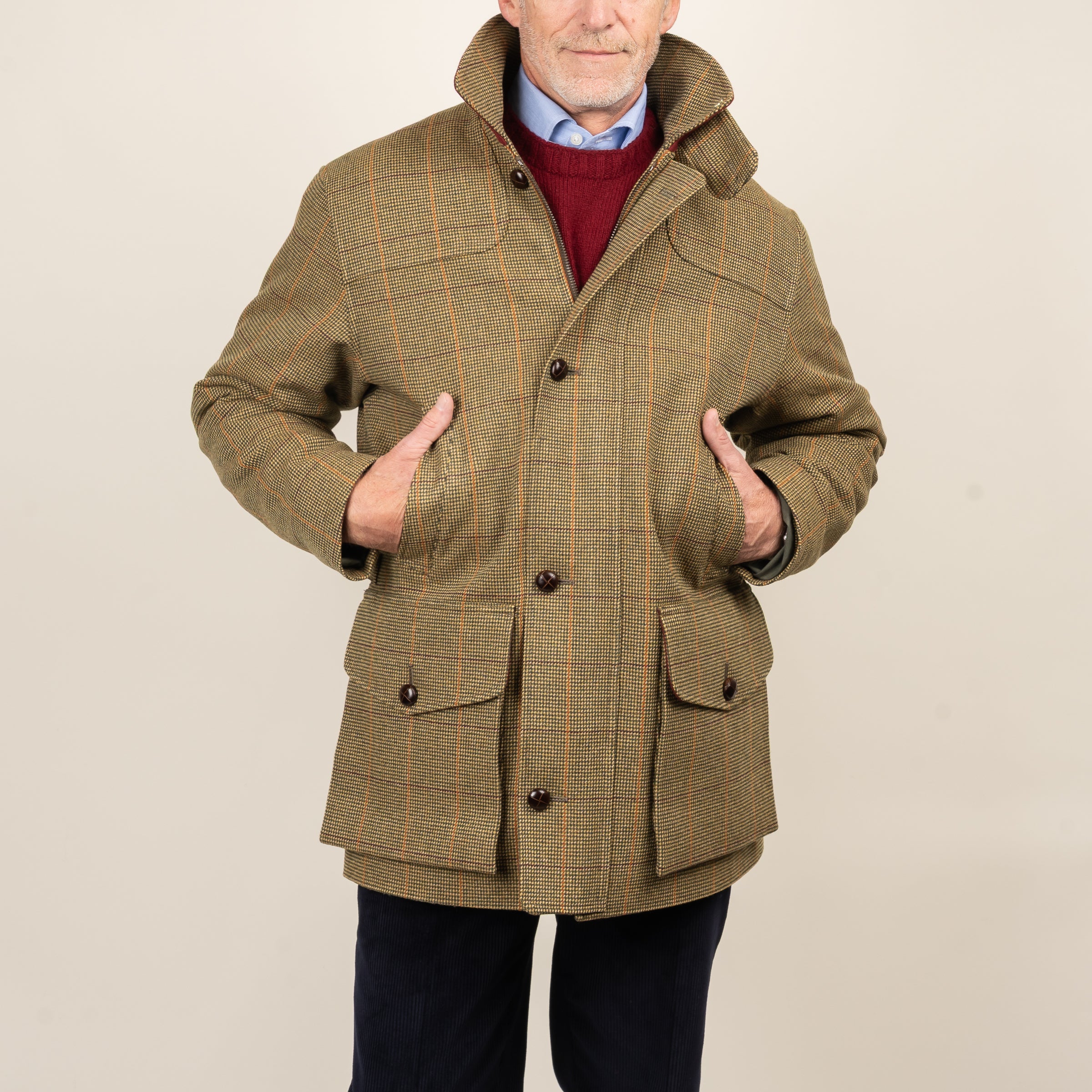 Chrysalis Chepstow Jacket in Maroon and Orange Windowpane