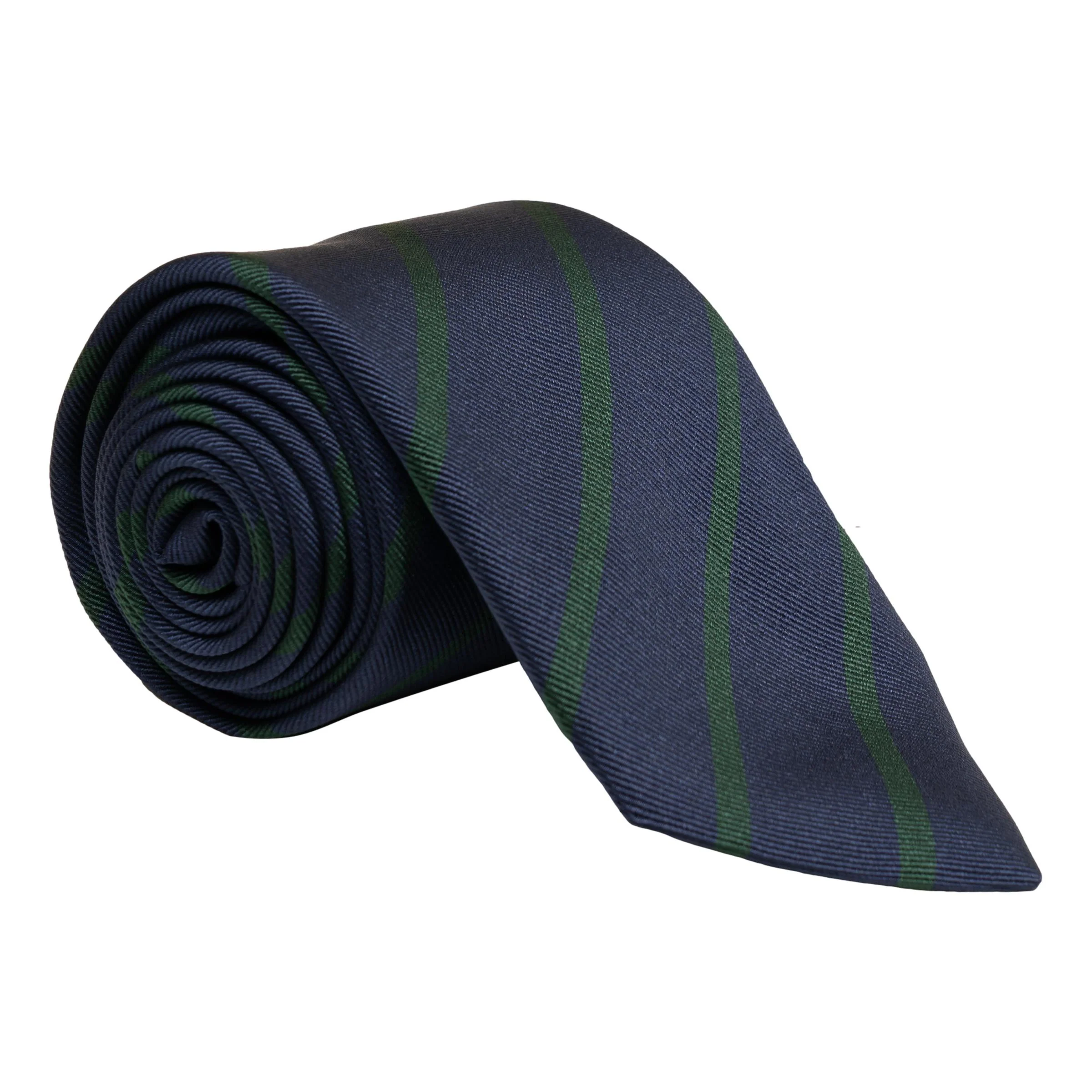 Classic Navy Repp Stripe Silk Tie - Image 2