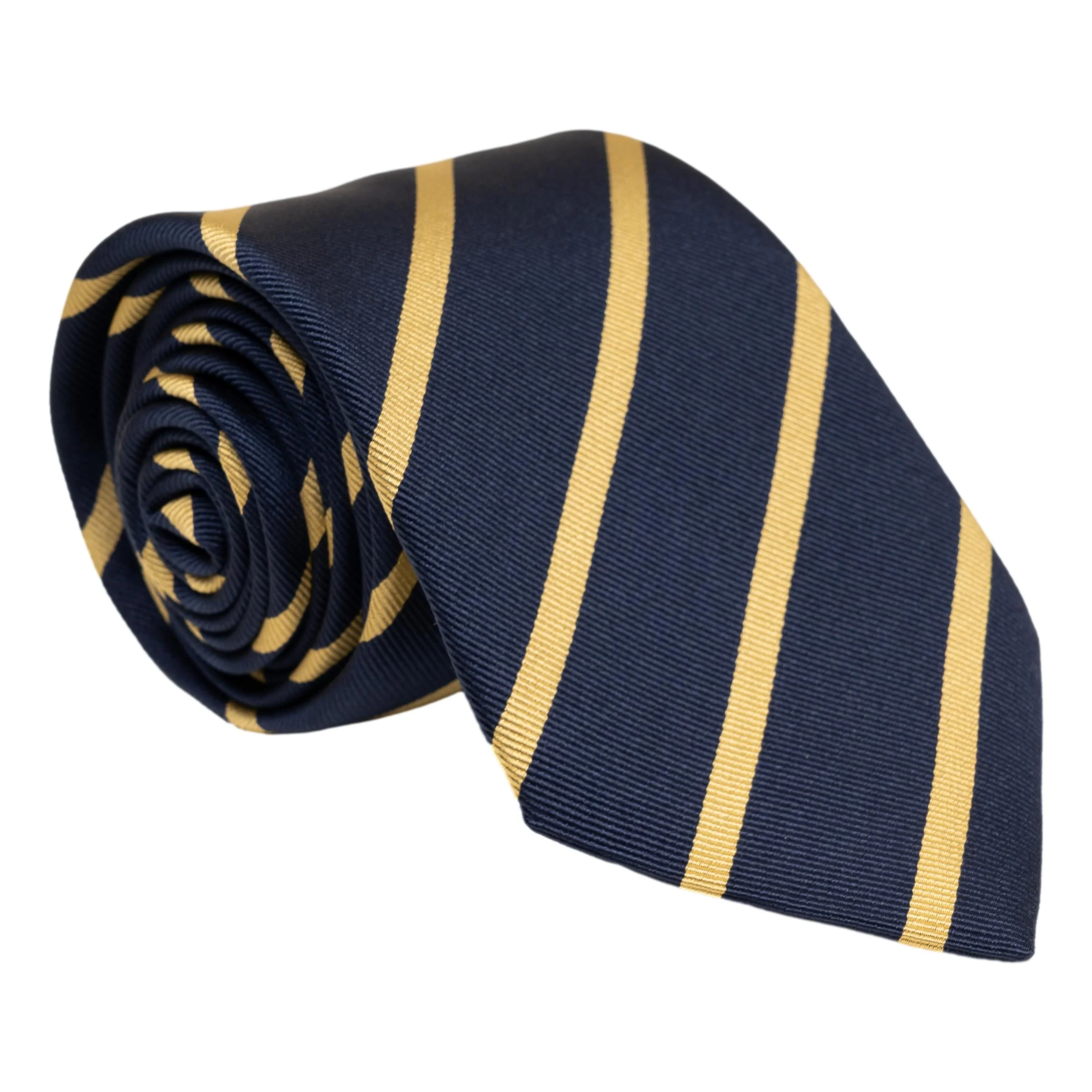 Classic Navy Repp Stripe Silk Tie - Image 4