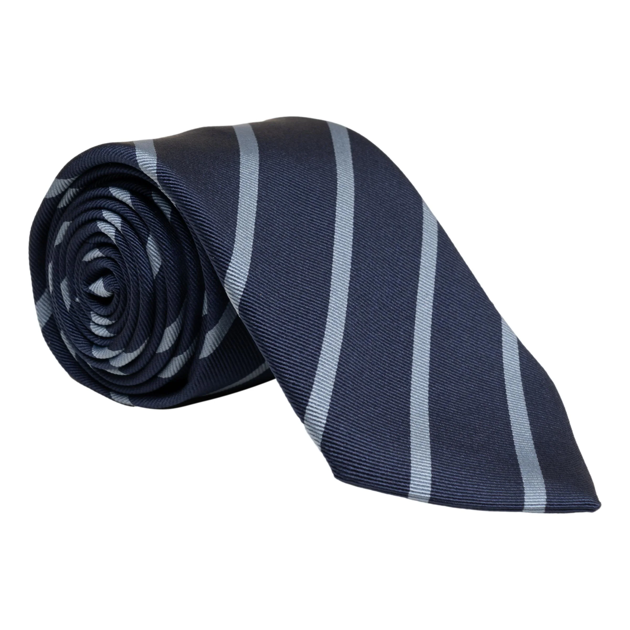 Classic Navy Repp Stripe Silk Tie - Image 6