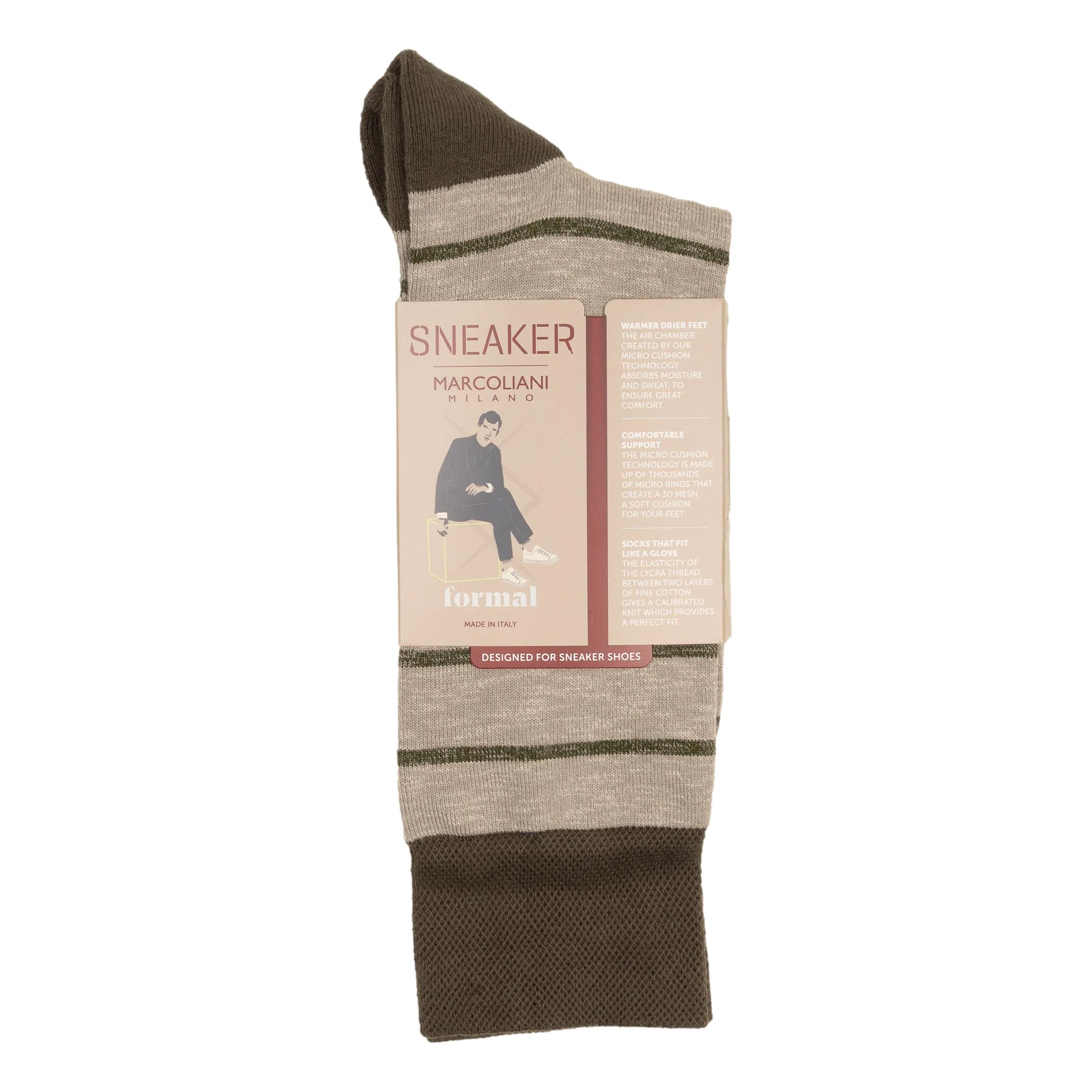 Classic Stripe Cotton Mid-Calf Sneaker Sock