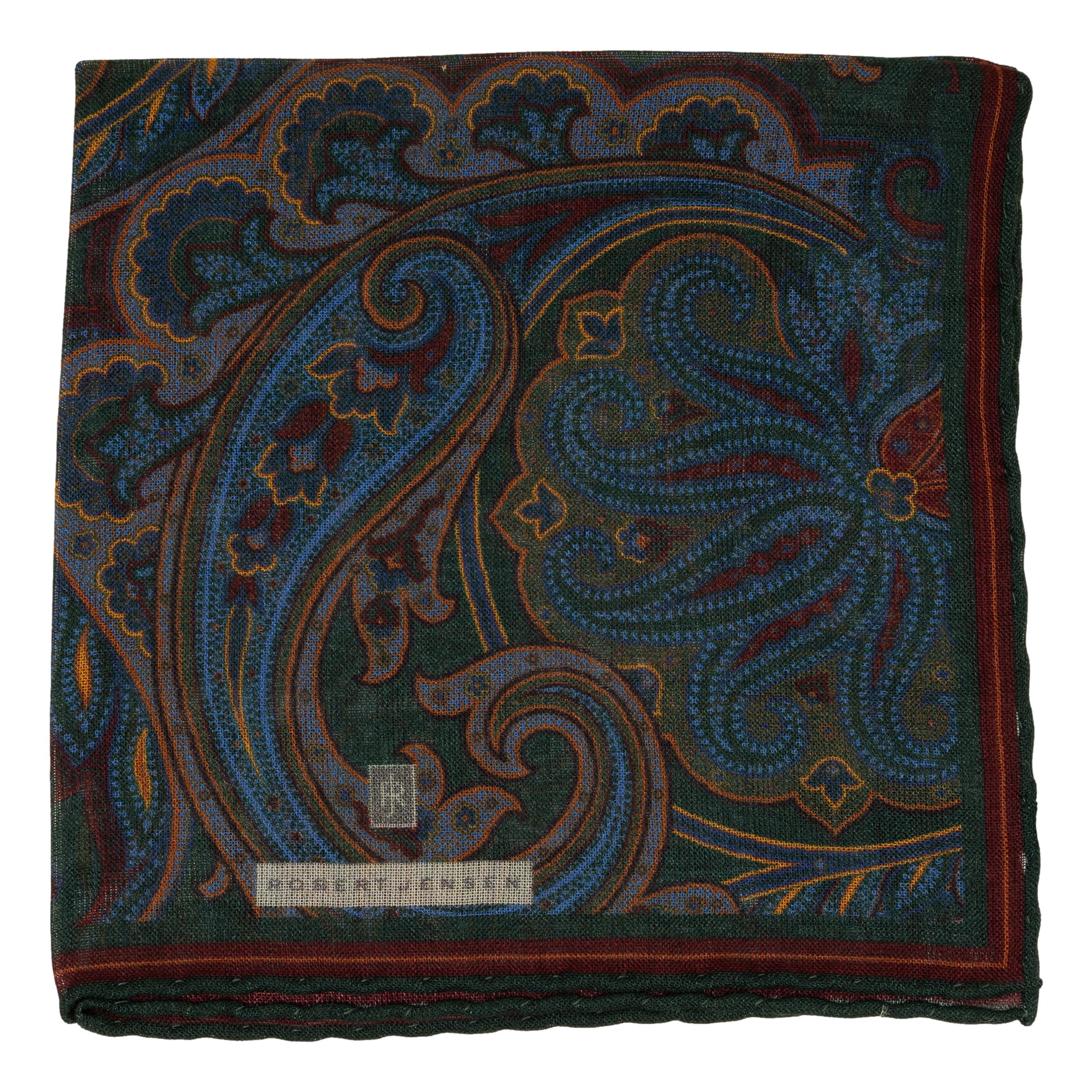 Como Paisley Wool and Silk Pocket Square