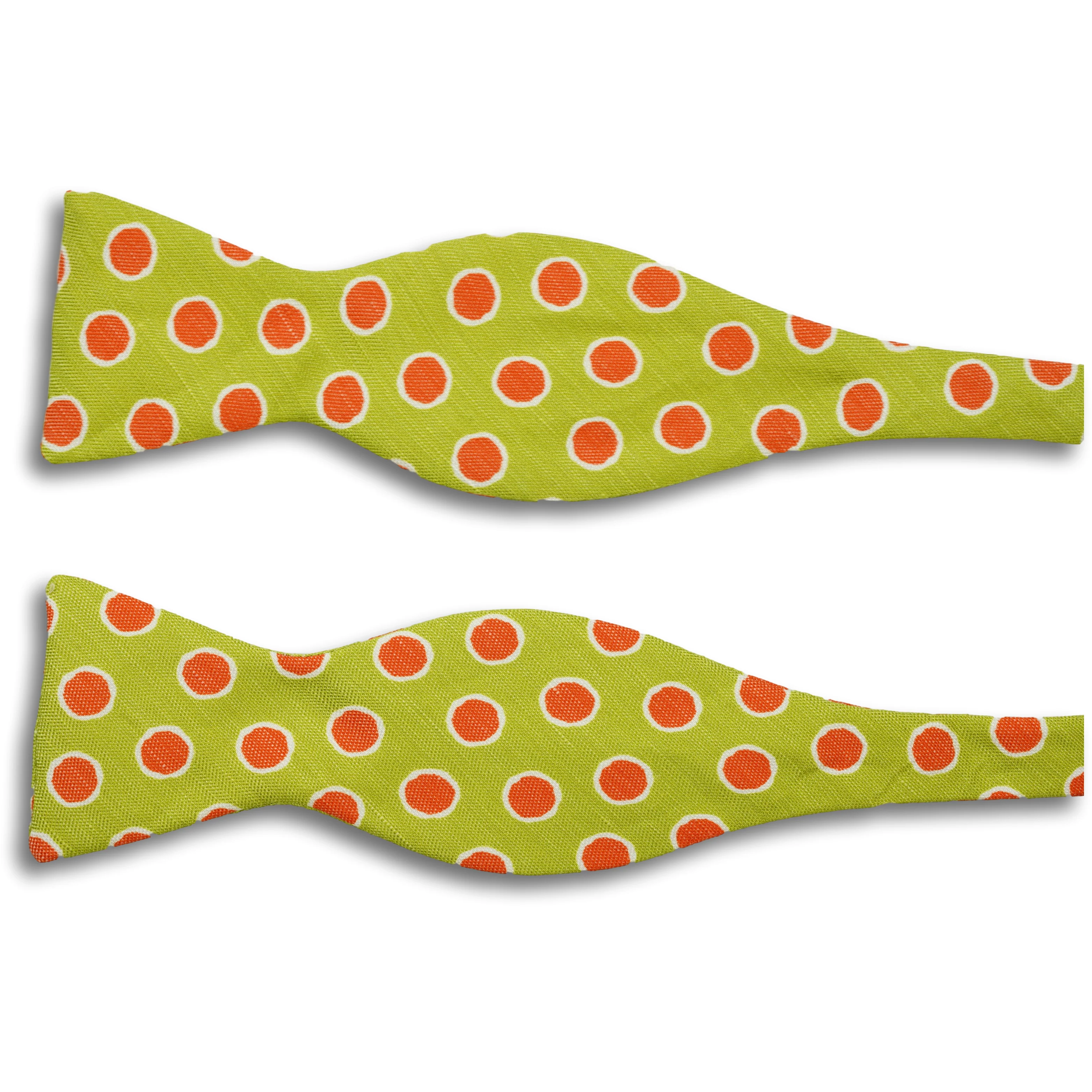 Silk and Linen Circle in Circle Pattern Butterfly Bow Tie - Image 2