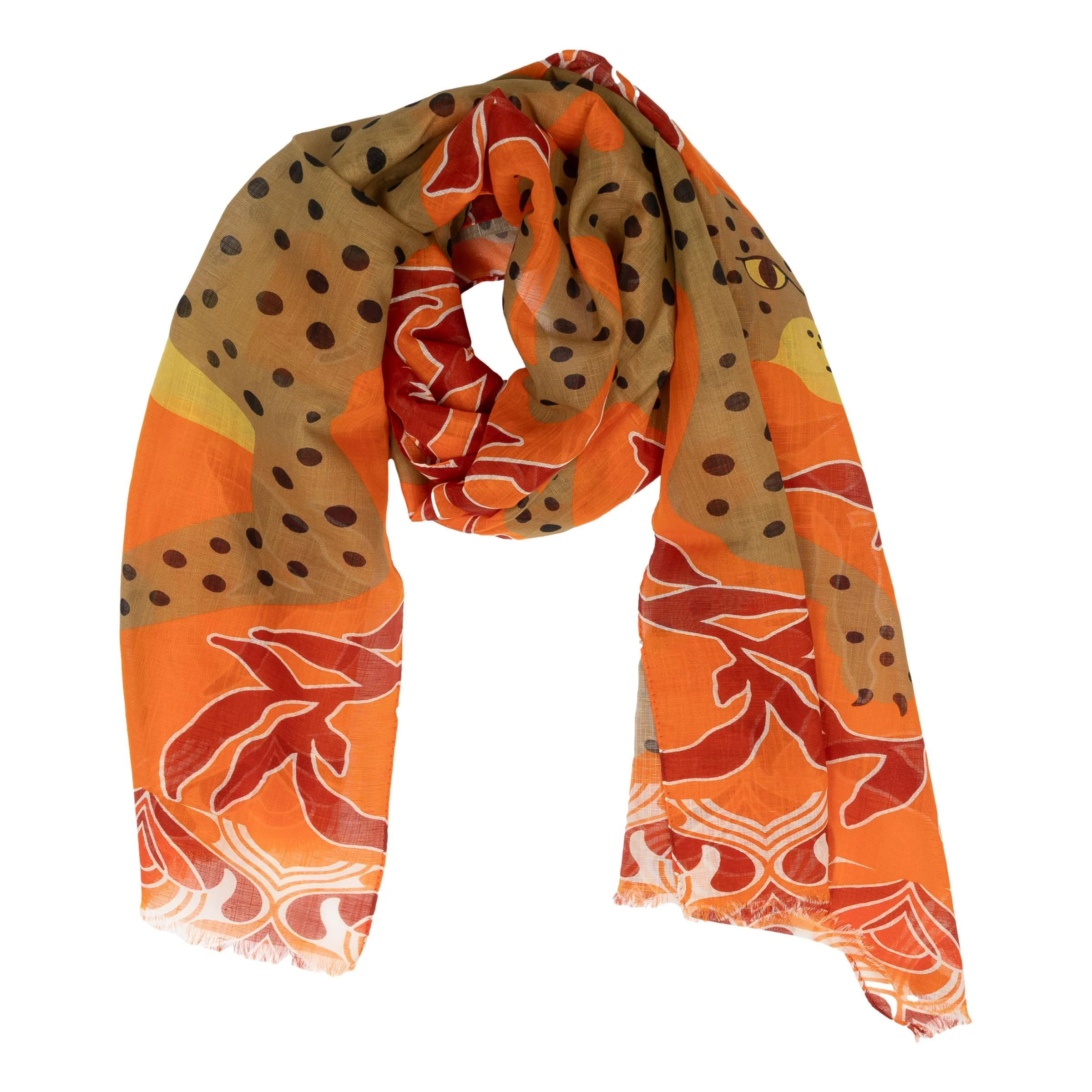 Creeping Leopard Cotton and Linen Blend Scarf