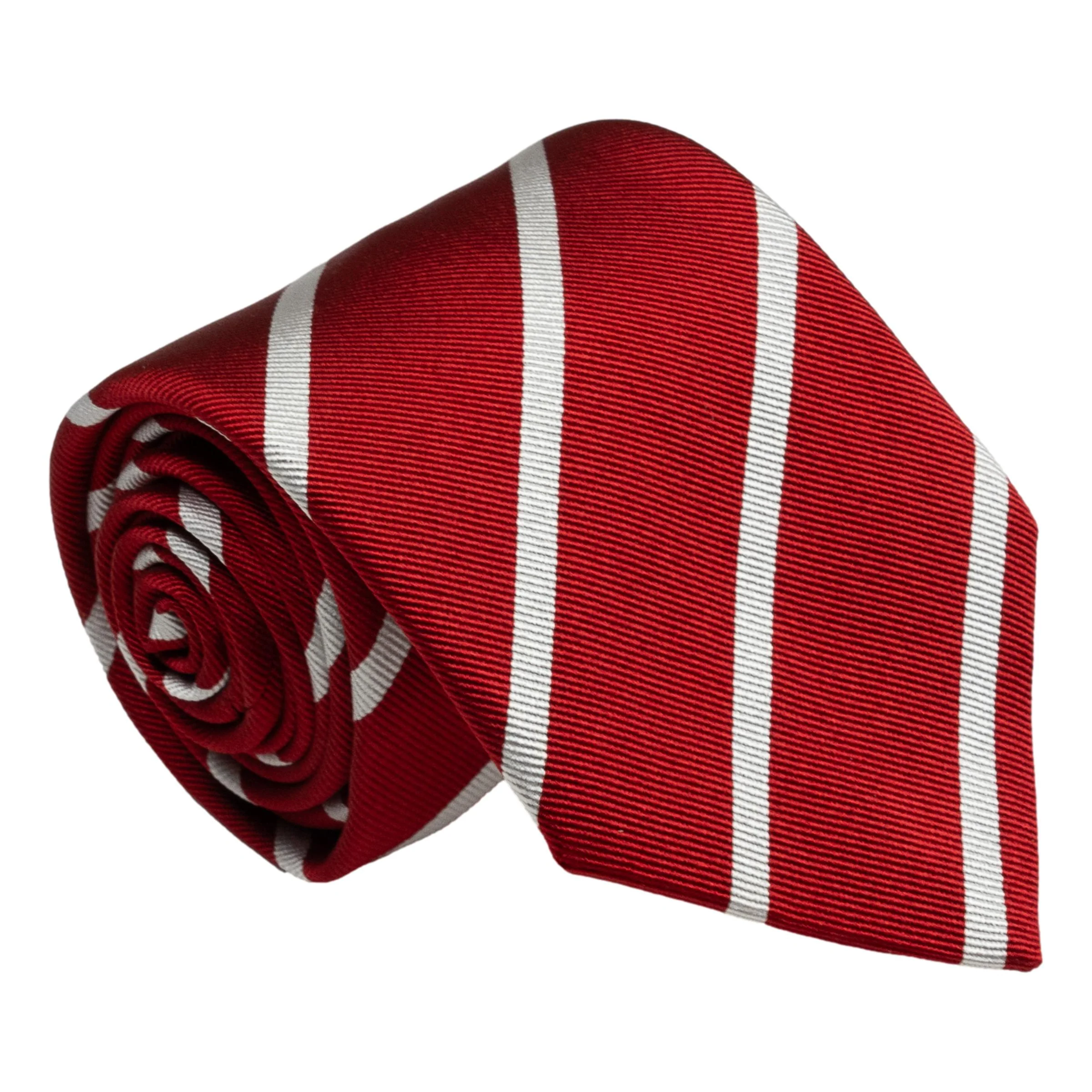 Crimson and White Repp Stripe Silk Tie