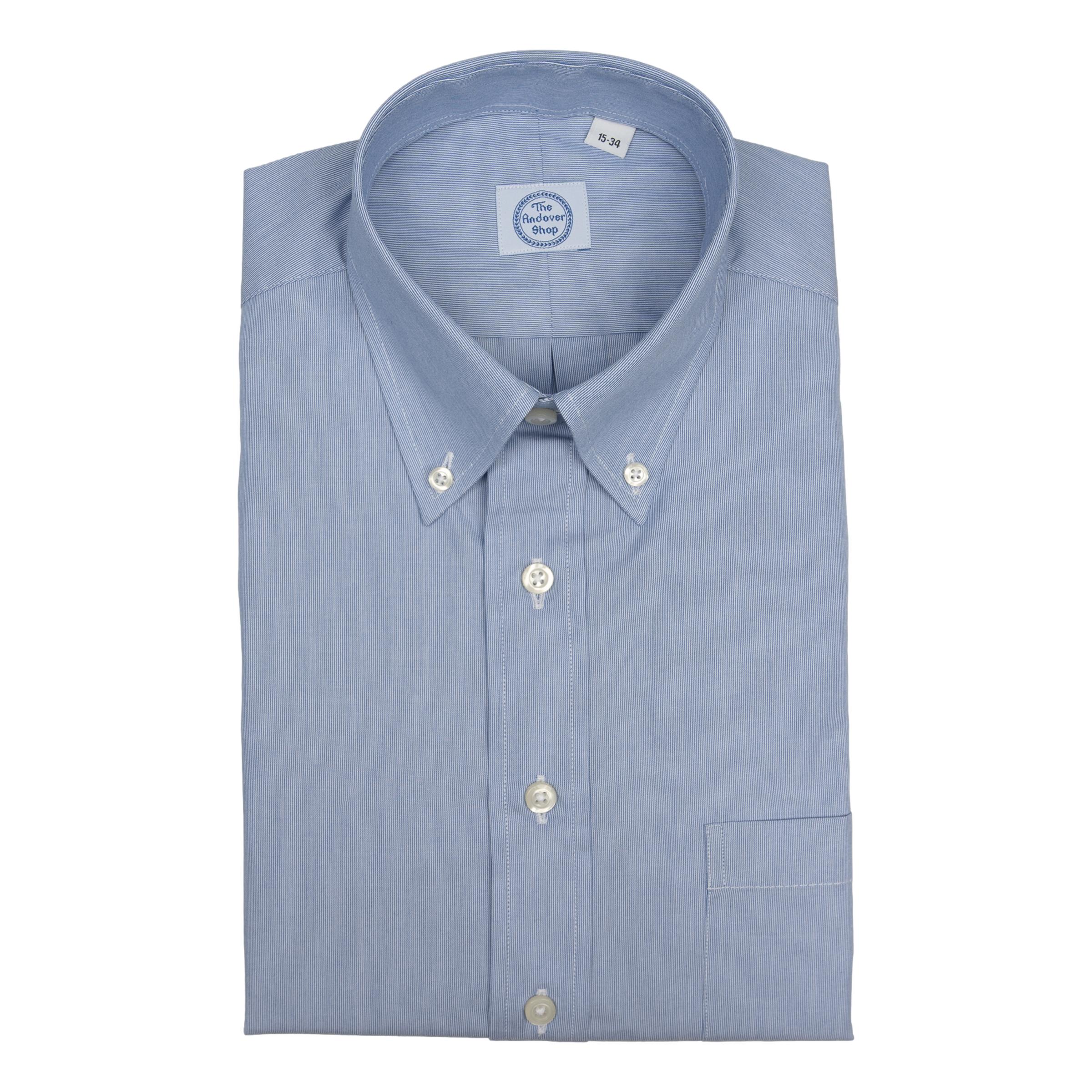 Dark Blue Hairline Stripe Button Down Dress Shirt