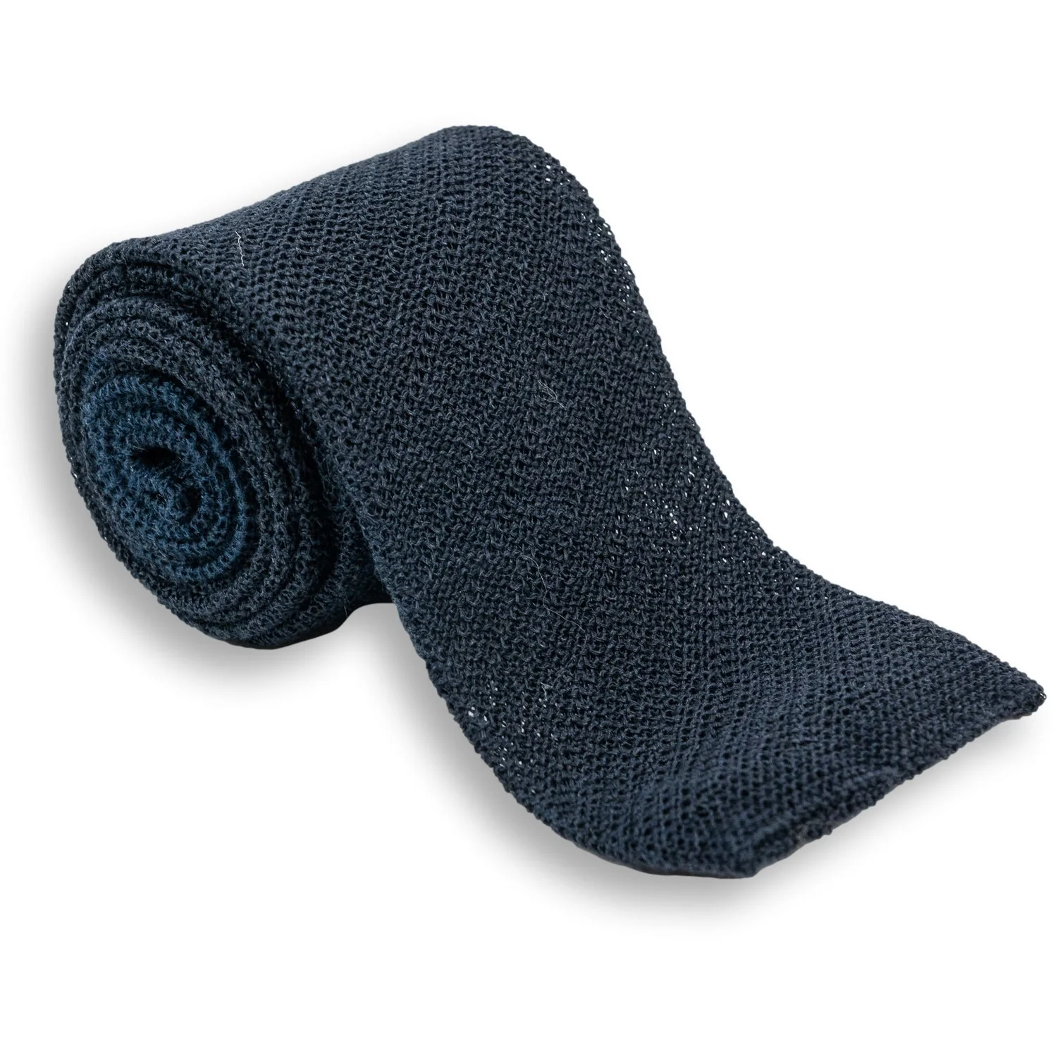 Diagonal Stripes Linen Knitted Tie - Image 4