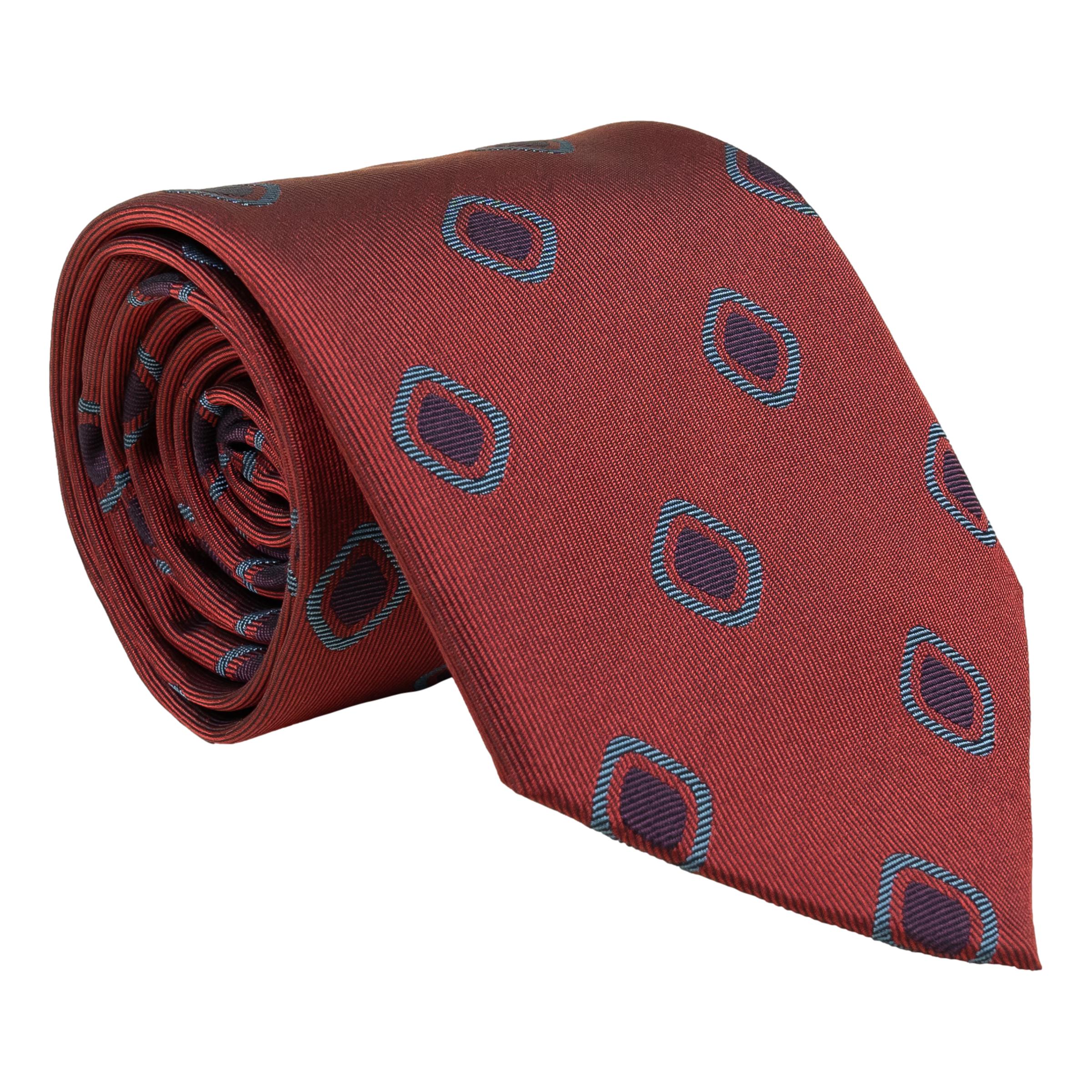 Diamond Bullseye Motif Woven Silk Tie - Image 3
