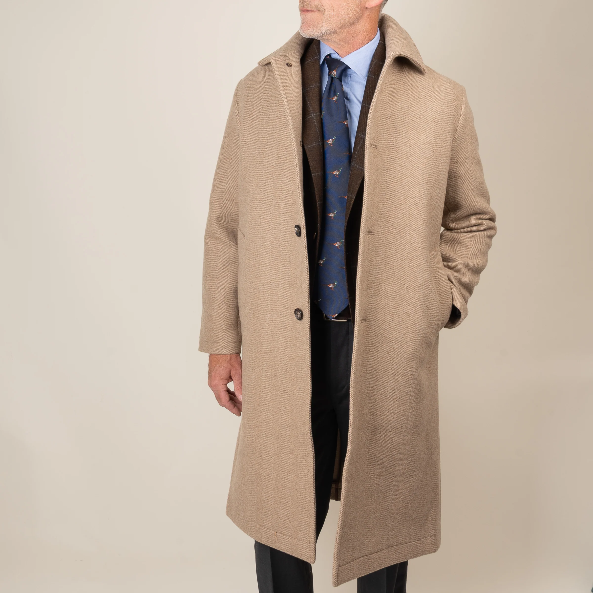 Cashmere Herringbone Over Coat