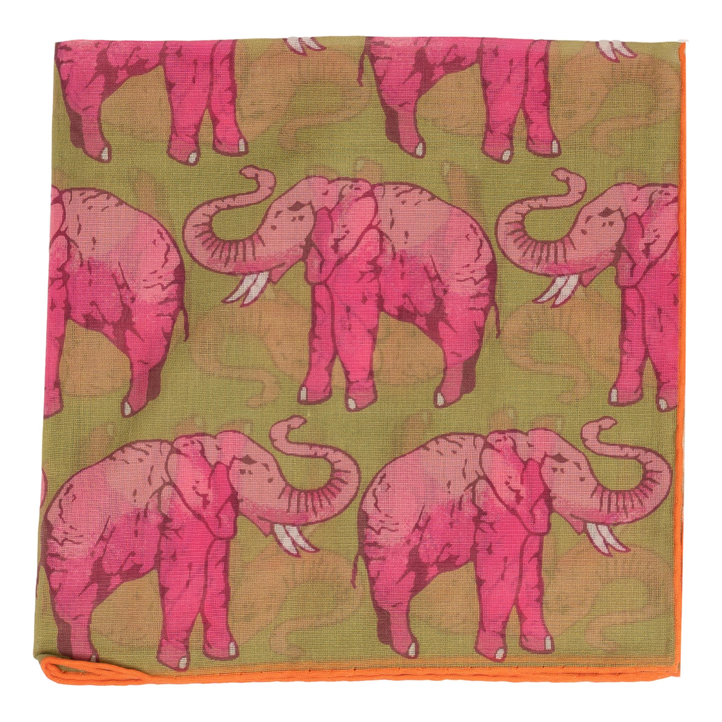 Elephant Cotton and Cashmere Pocket Square
