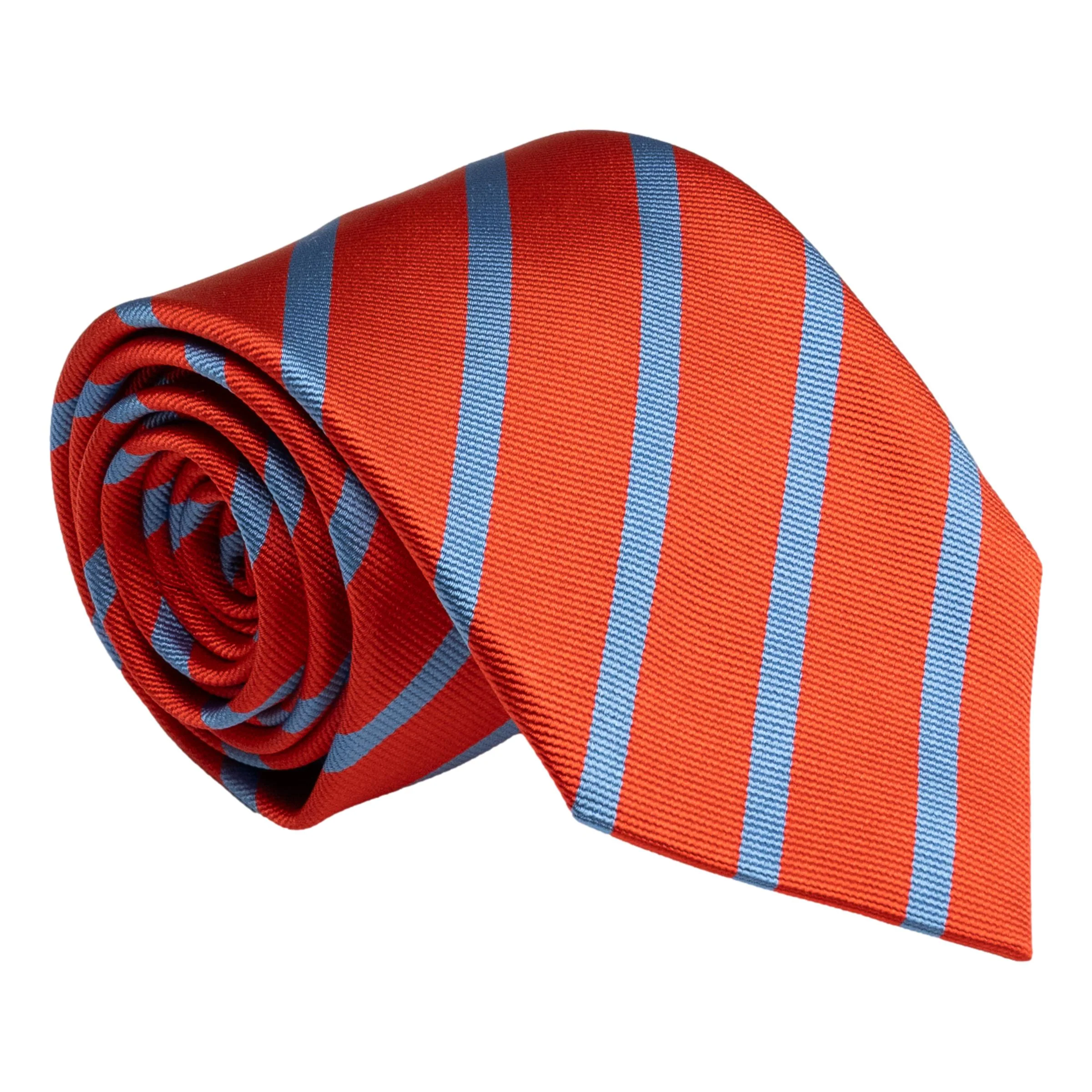 Ember and Light Blue Repp Stripe Silk Tie
