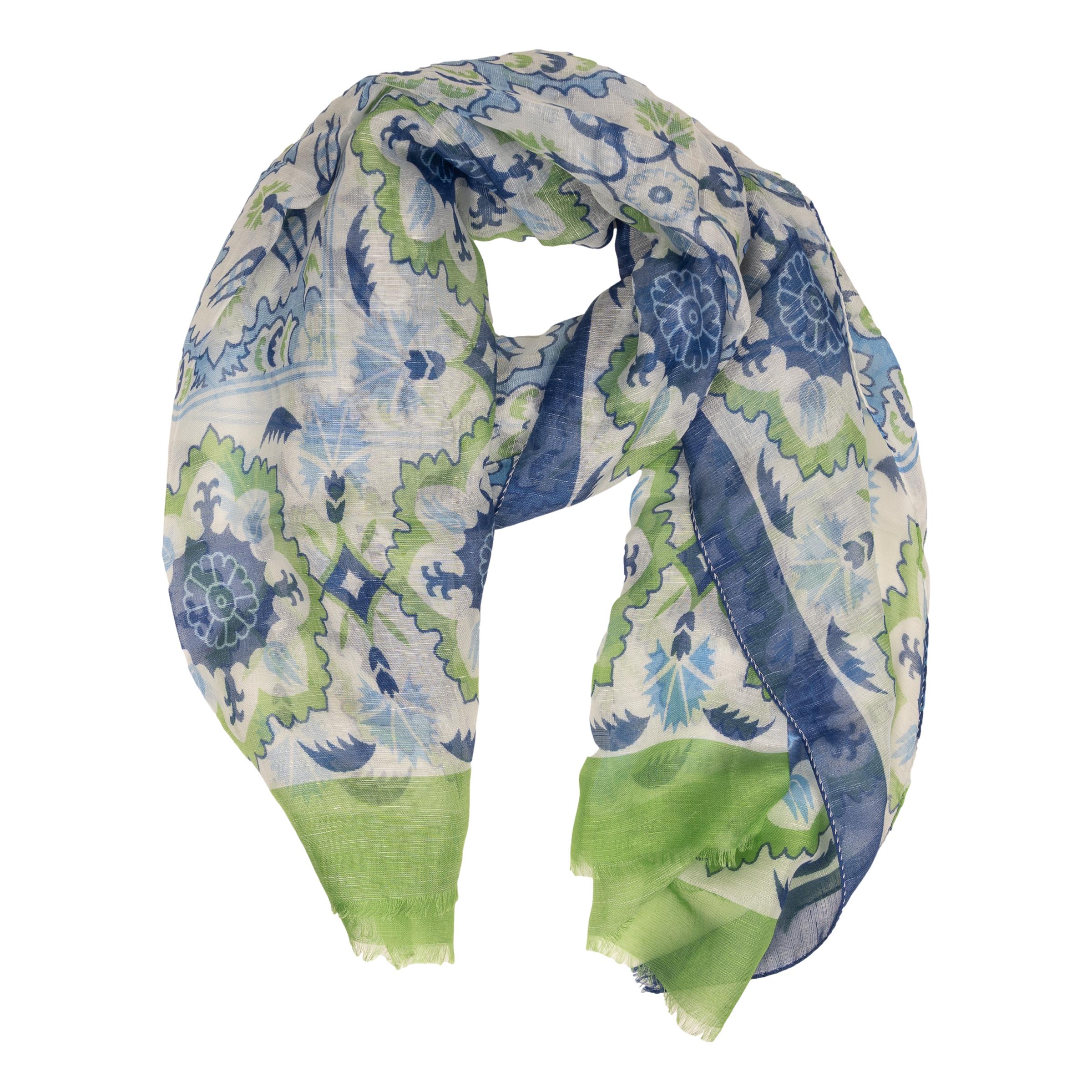 Florence Patterned Linen and Silk Blend Scarf
