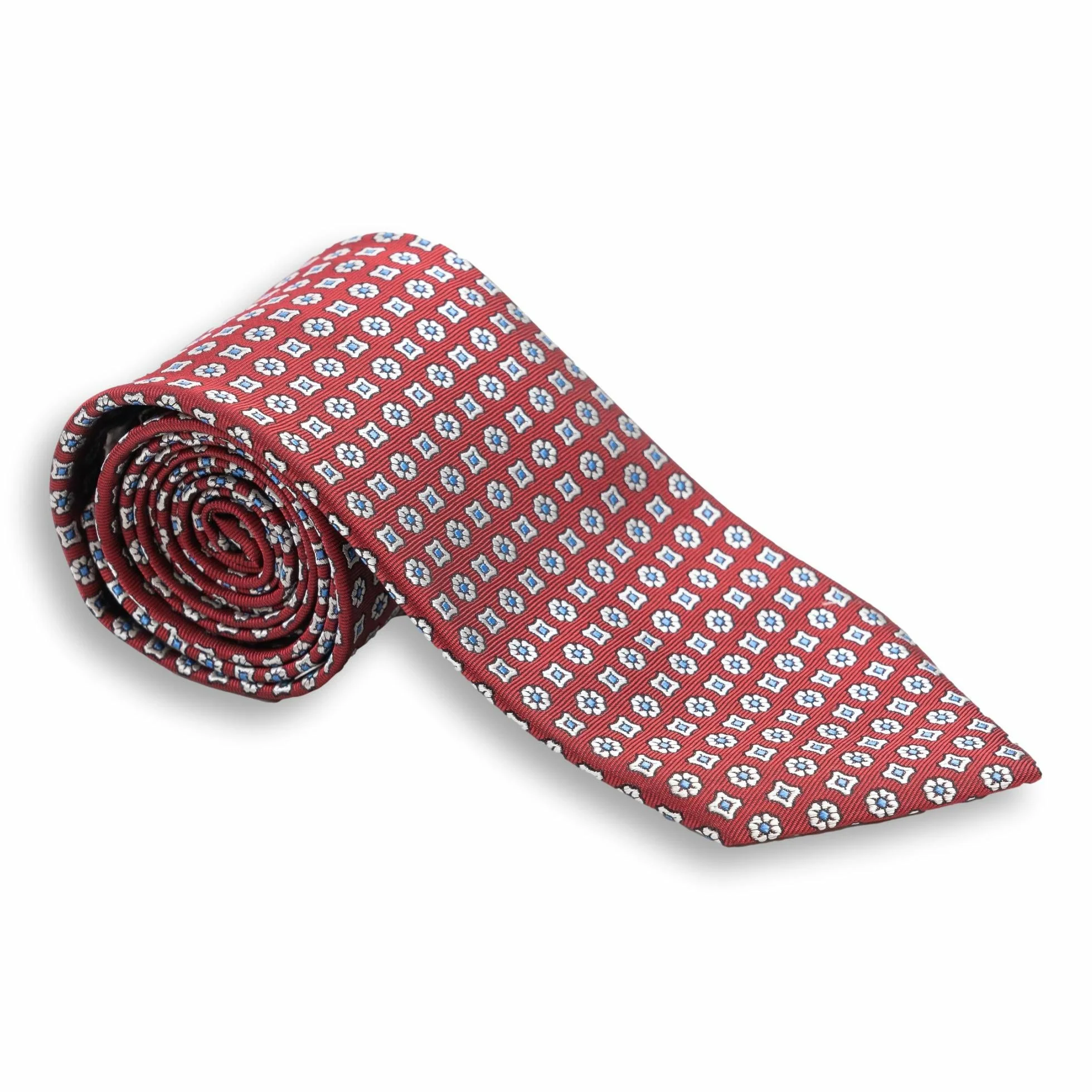 Flower and Abstract Square Woven Silk Tie - Image 2