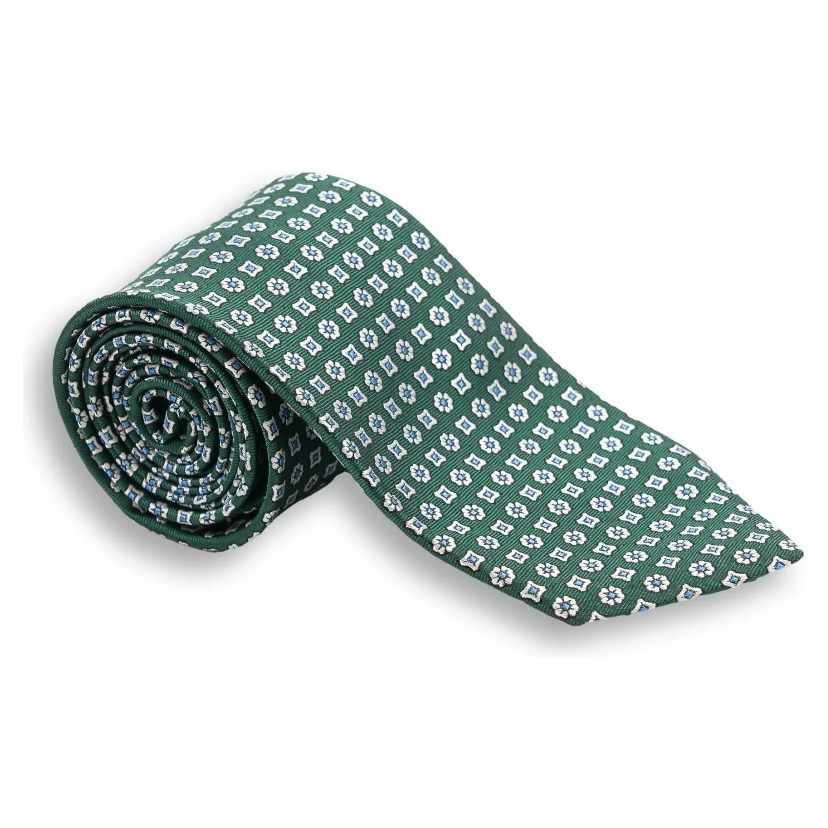 Flower and Abstract Square Woven Silk Tie - Image 4