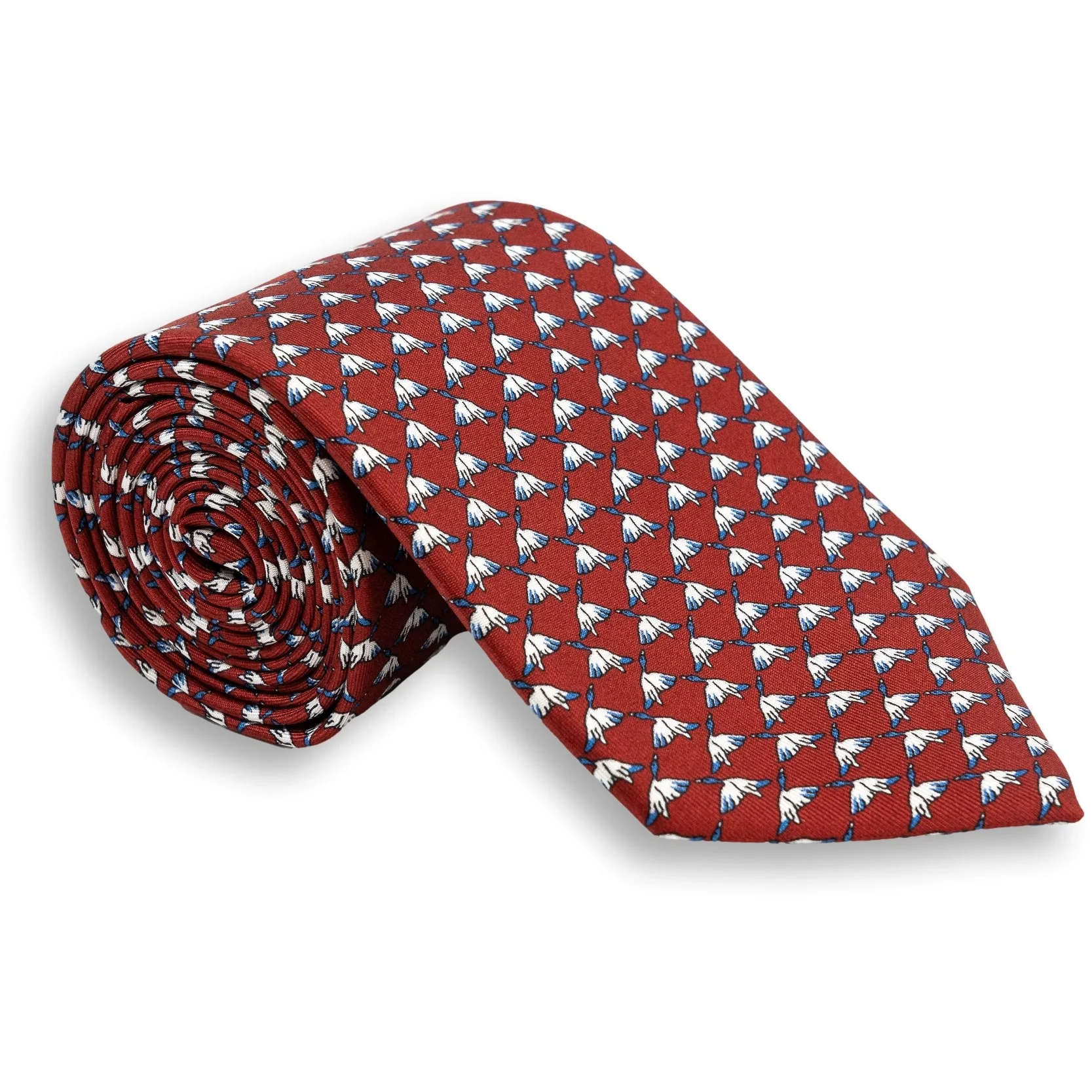 Flying Duck Pattern Silk Print Tie - Image 3