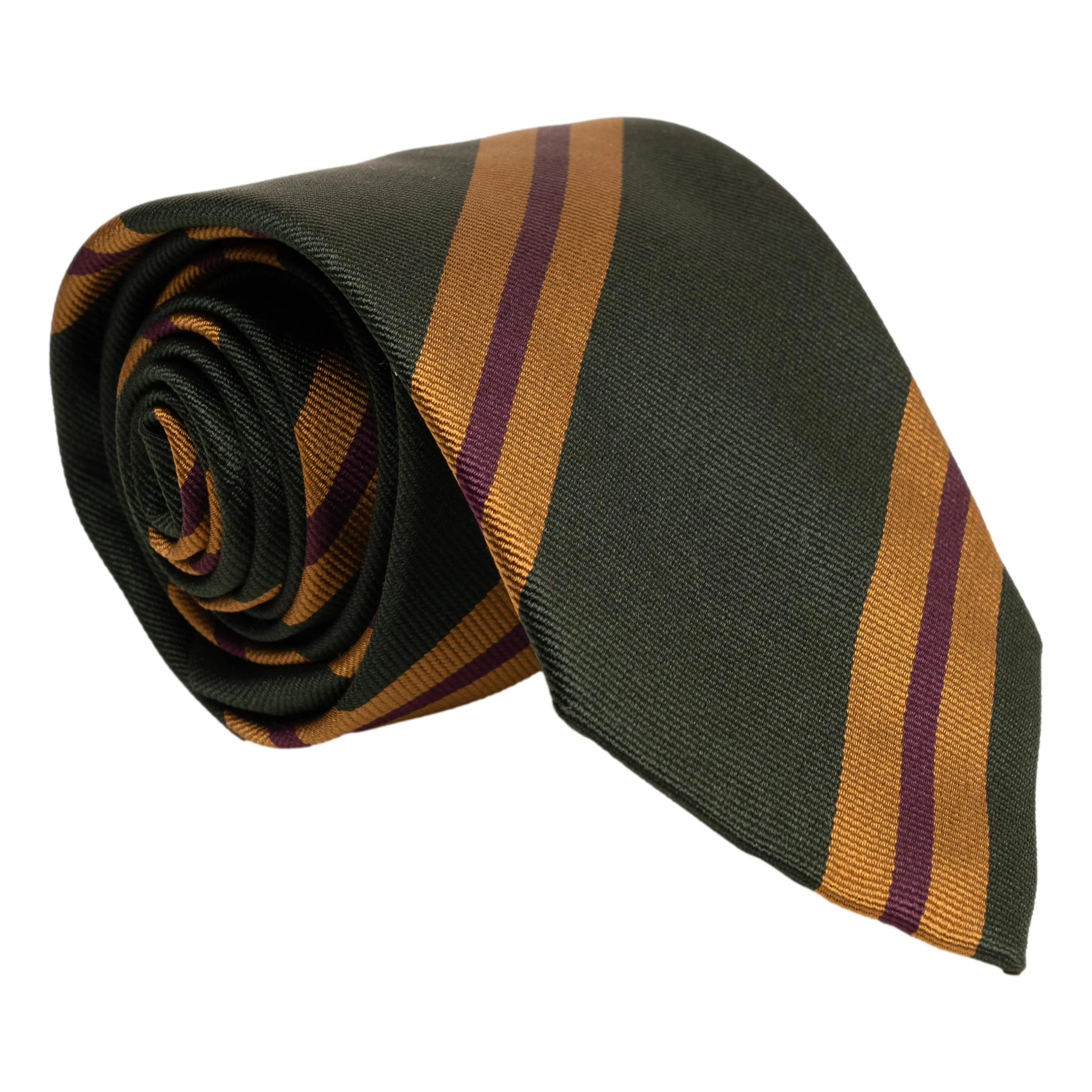 Forest with Maroon and Gold Repp Stripe Silk Tie