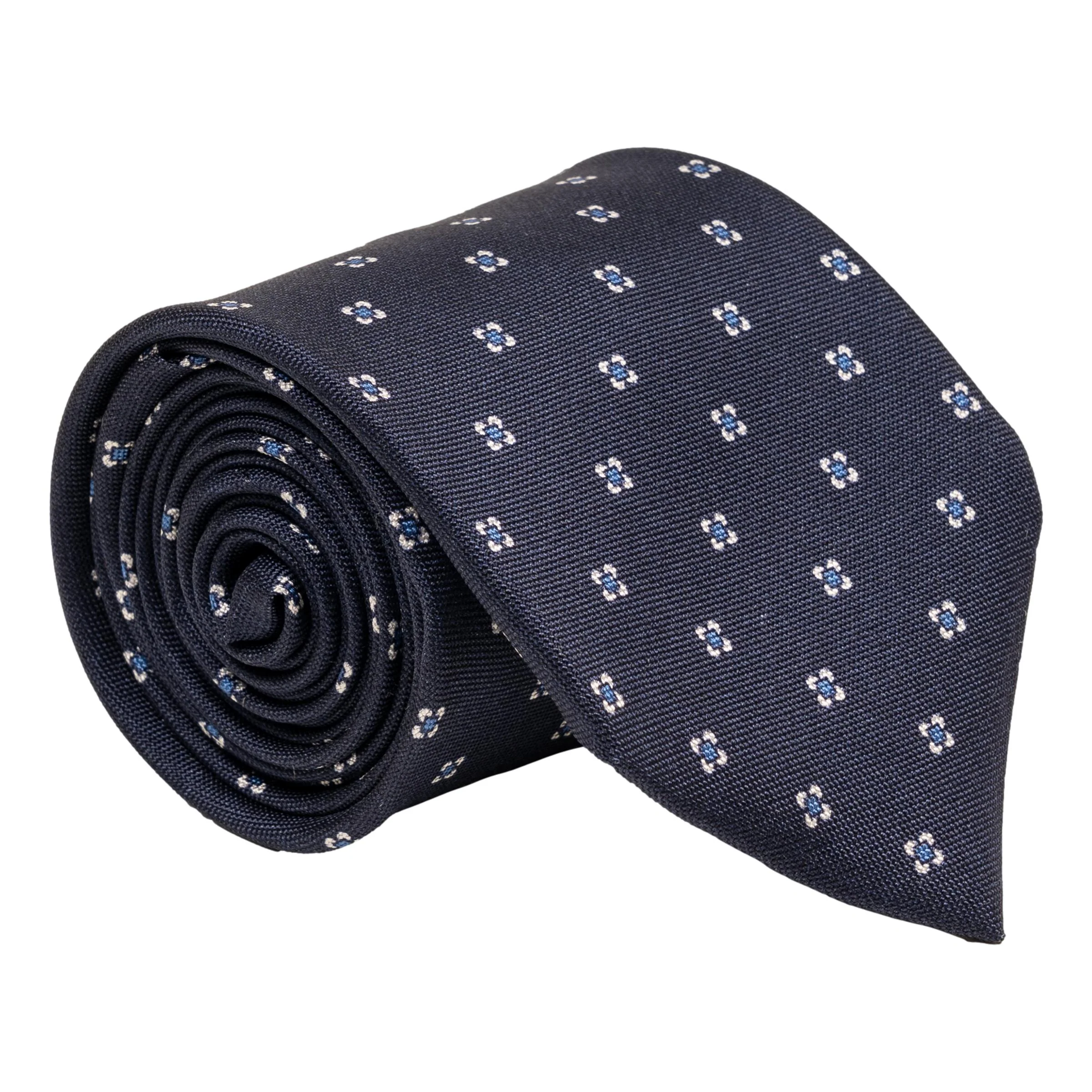 Four Petal Flower Print Silk Tie