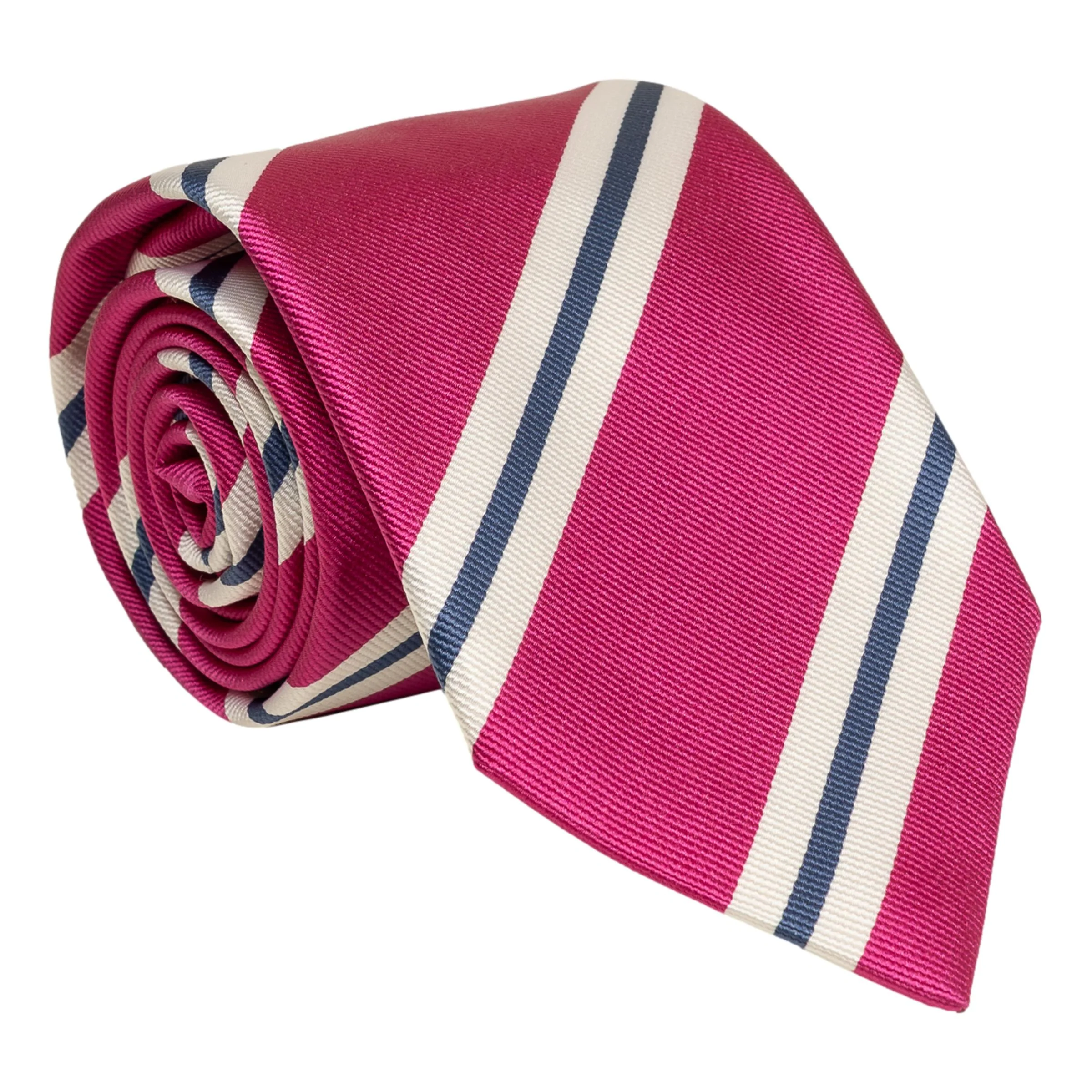 Fuchsia with White and Andover Blue Repp Stripe Silk Tie